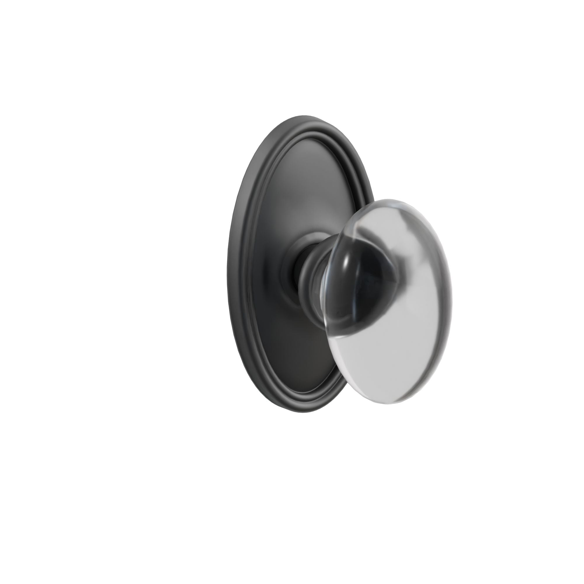 Emtek Concealed Fastener Hampton Glass Knob Set With Oval Rosette