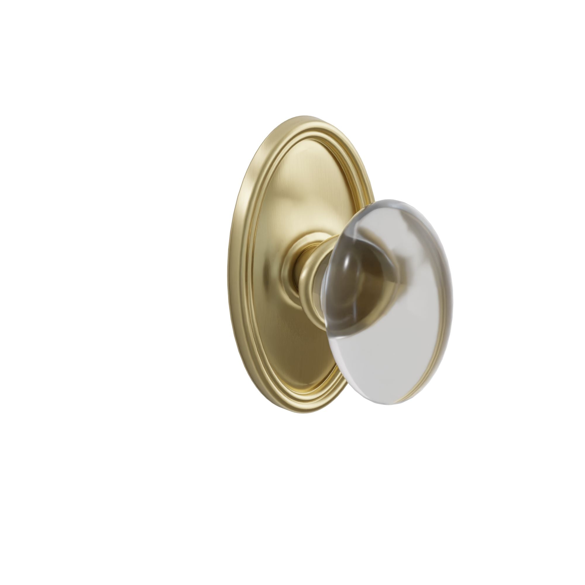 Emtek Concealed Fastener Hampton Glass Knob Set With Oval Rosette