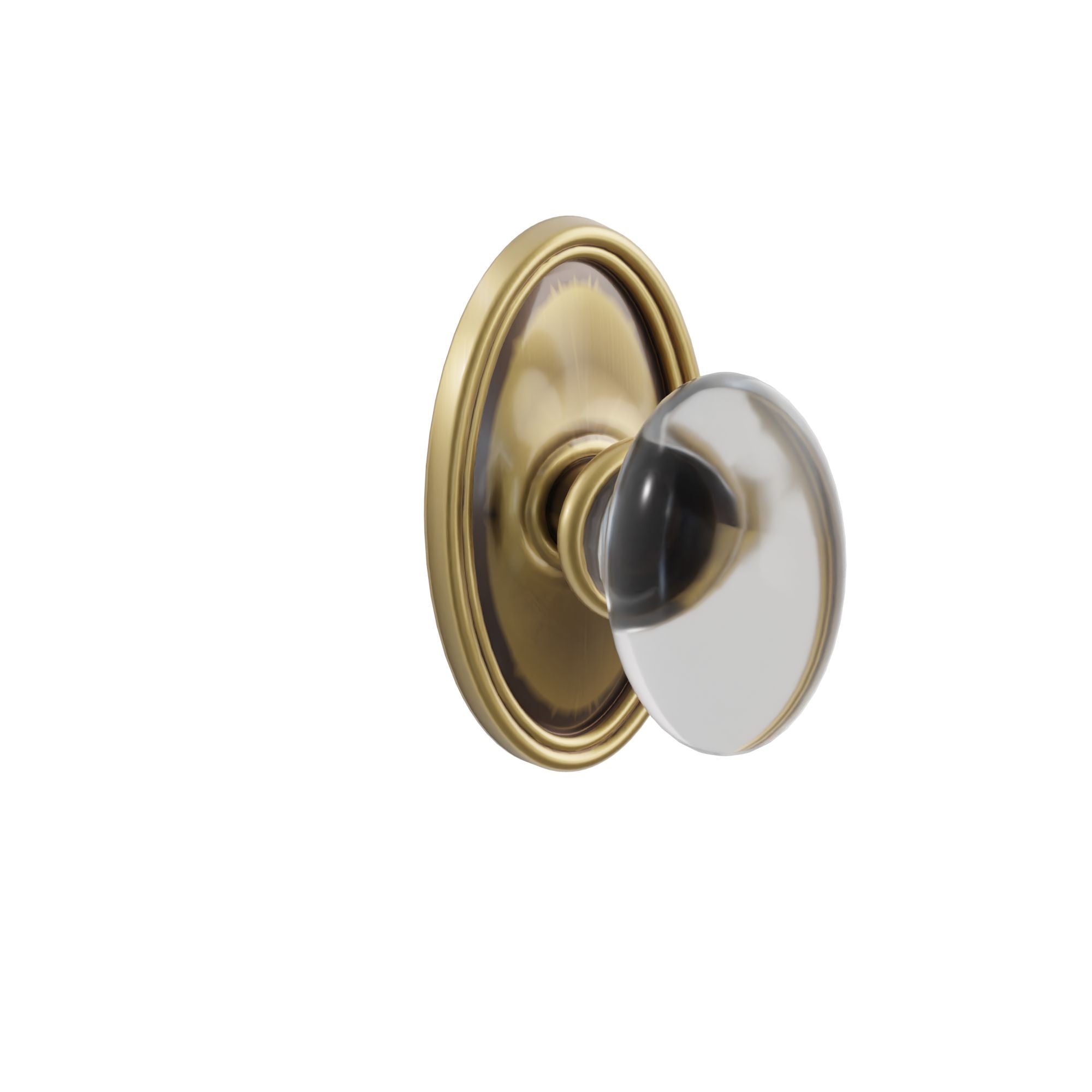 Emtek Concealed Fastener Hampton Glass Knob Set With Oval Rosette