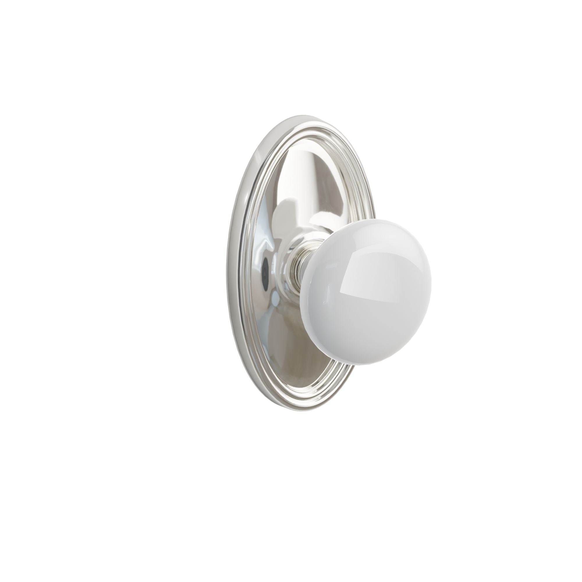 Emtek Concealed Fastener Ice White Porcelain Knob Set With Oval Rosette