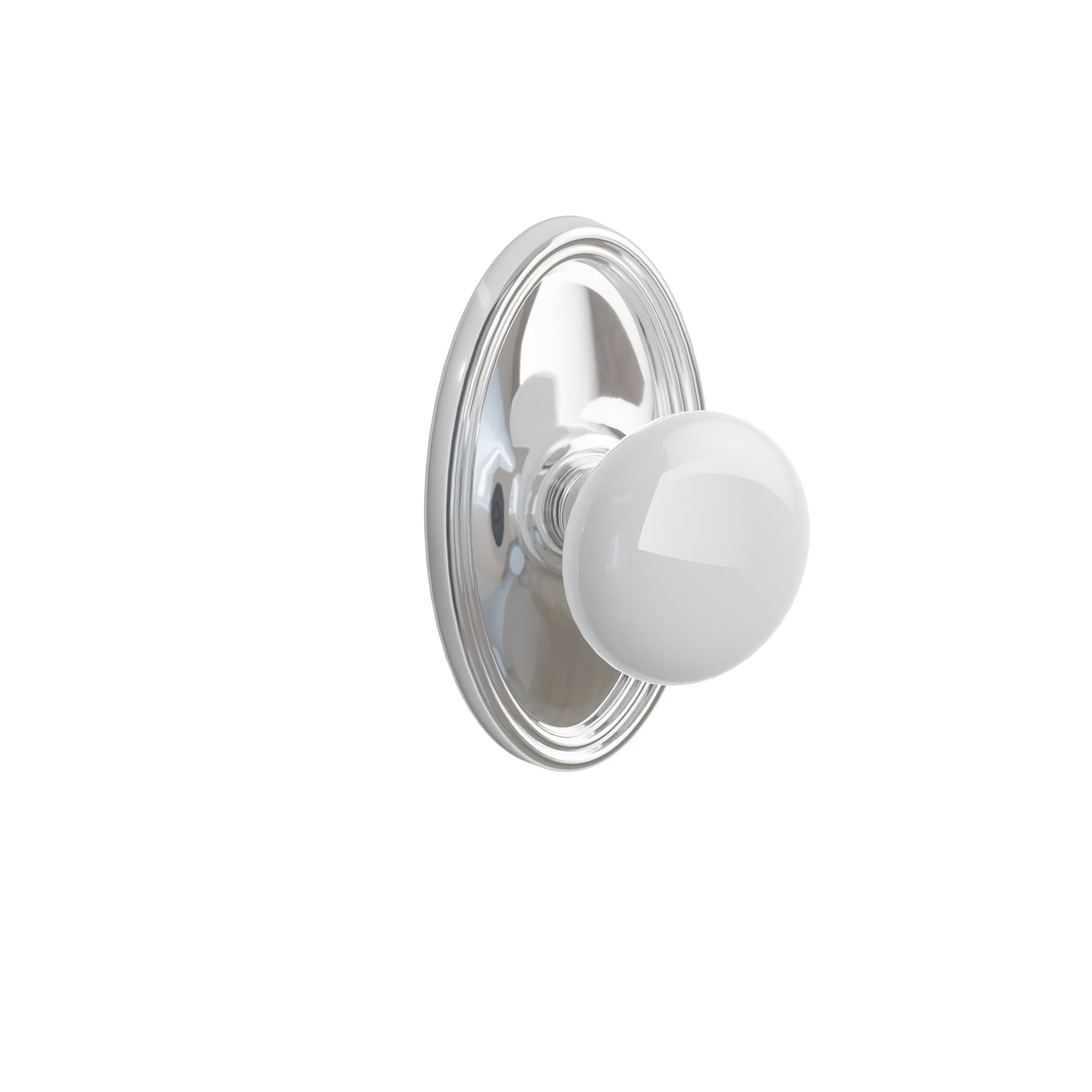 Emtek Concealed Fastener Ice White Porcelain Knob Set With Oval Rosette