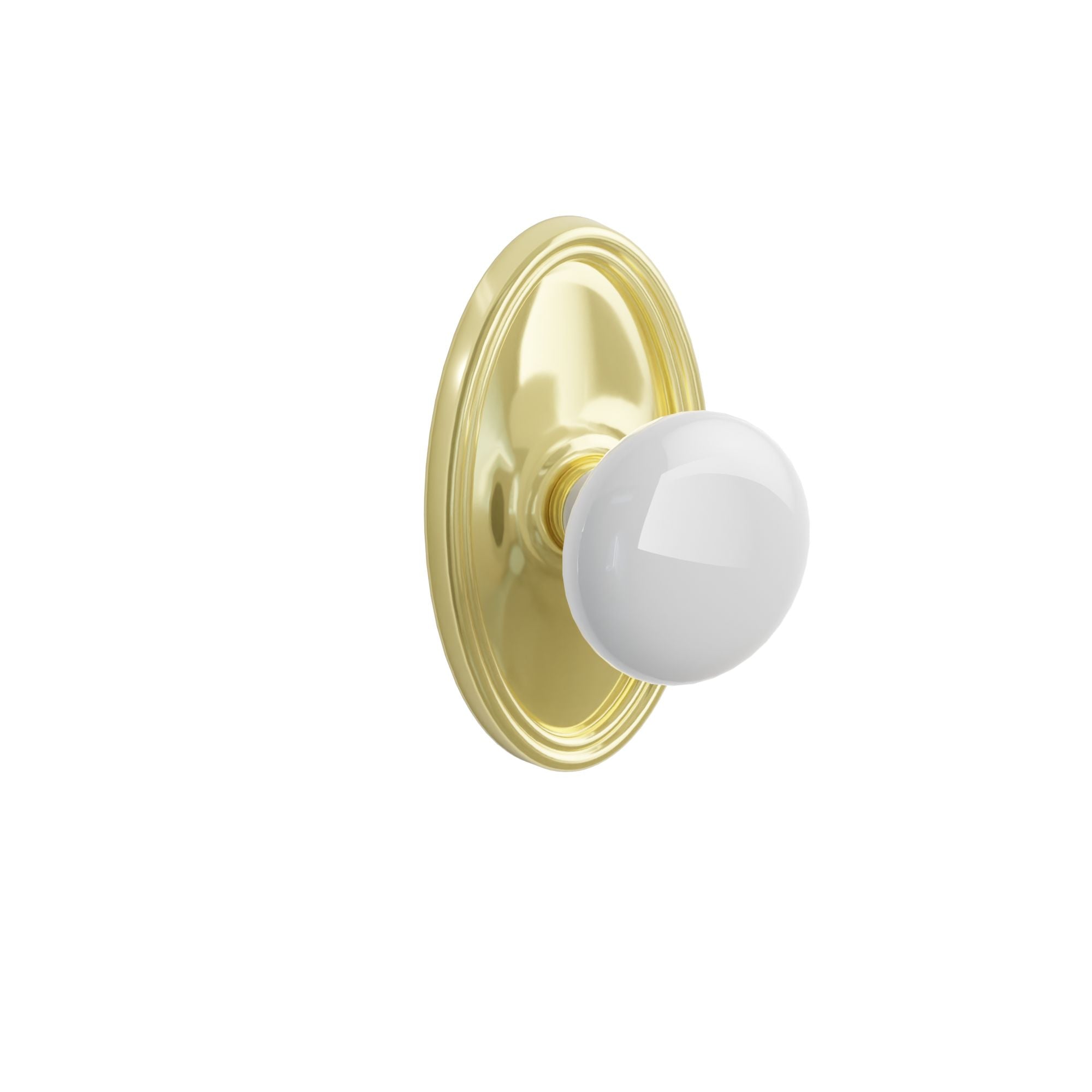 Emtek Concealed Fastener Ice White Porcelain Knob Set With Oval Rosette