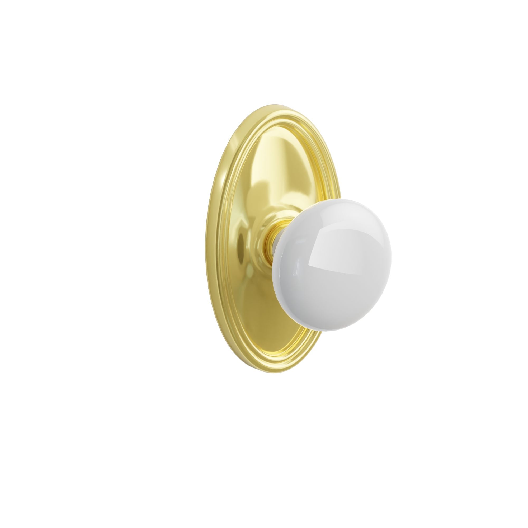 Emtek Concealed Fastener Ice White Porcelain Knob Set With Oval Rosette