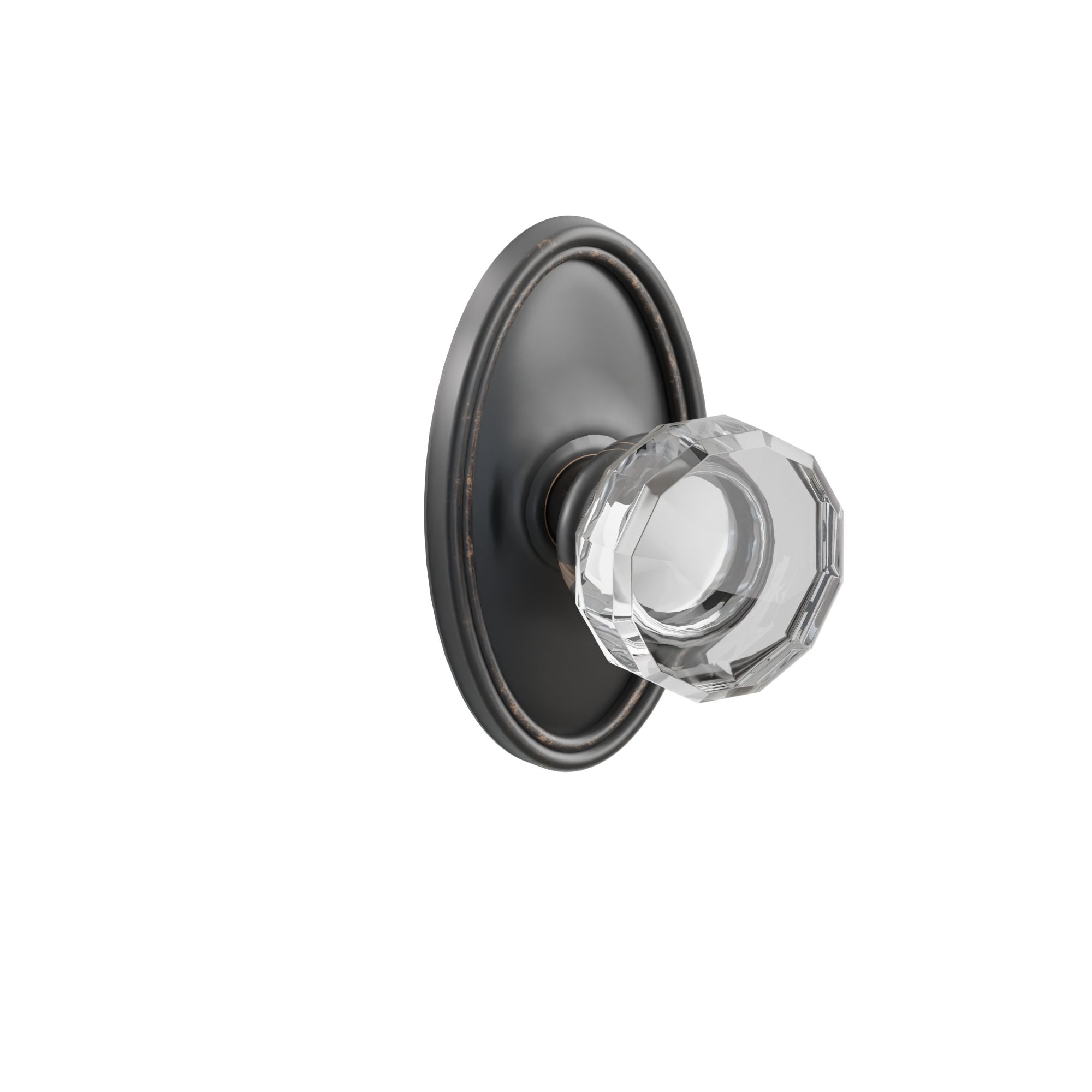 Emtek Concealed Fastener Lowell Glass Knob Set With Oval Rosette