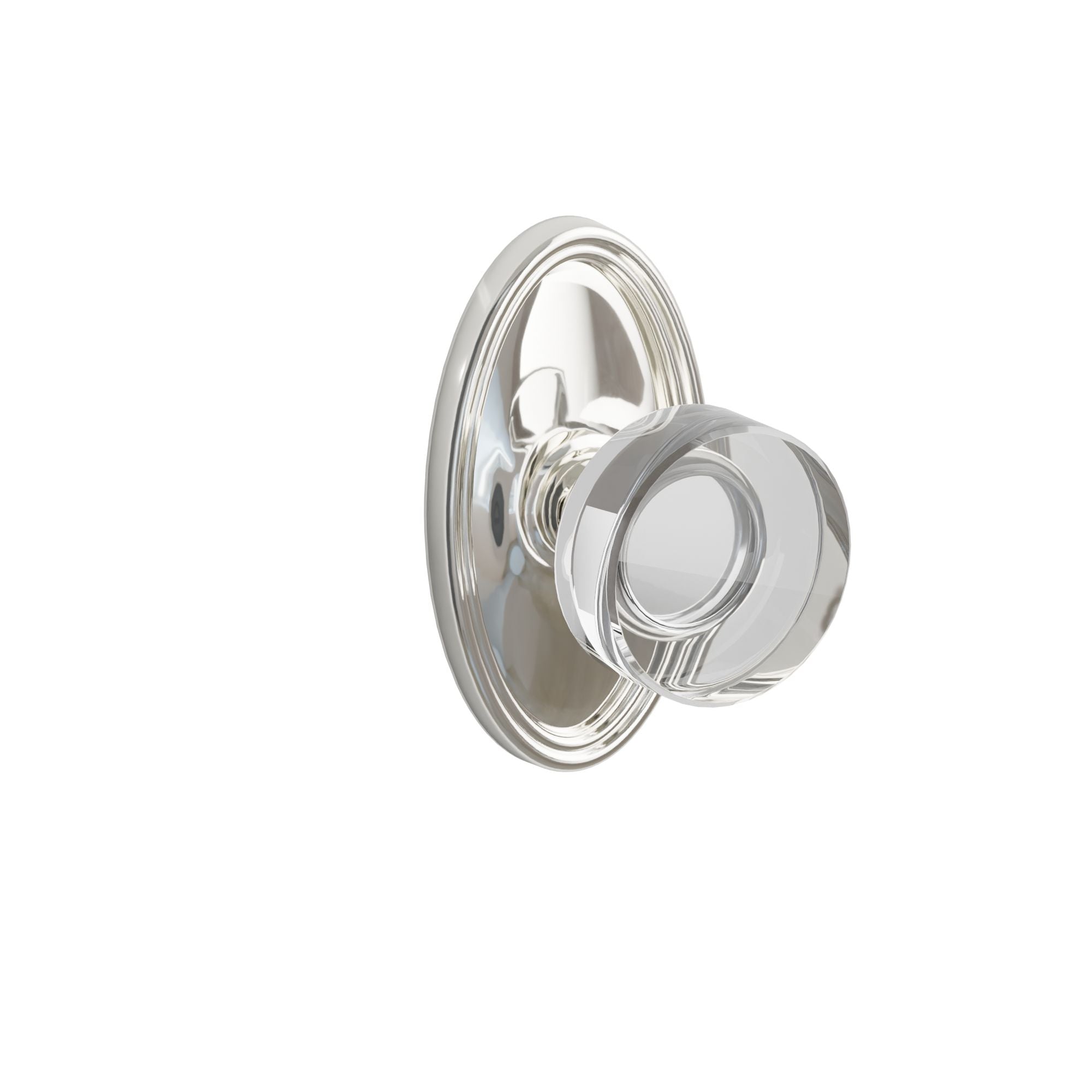 Emtek Concealed Fastener Modern Disc Glass Knob Set With Oval Rosette