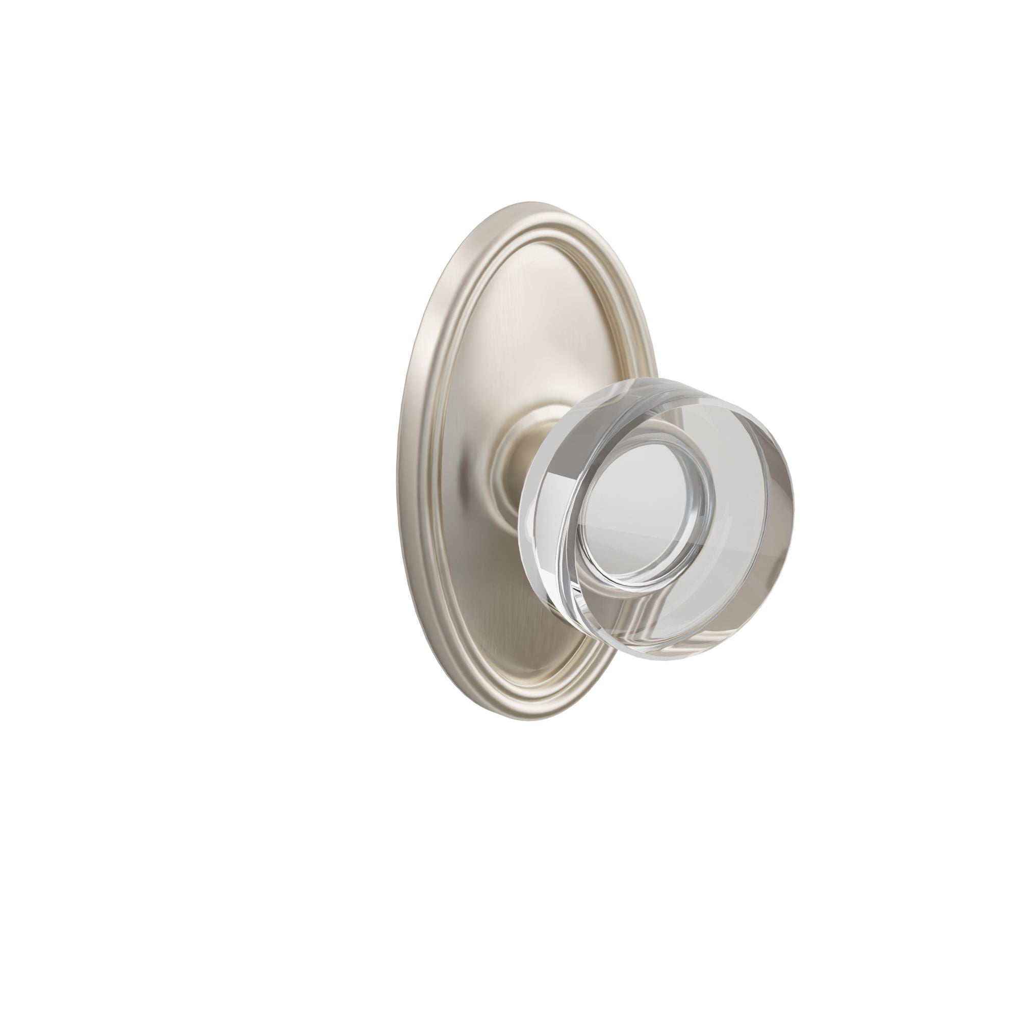 Emtek Concealed Fastener Modern Disc Glass Knob Set With Oval Rosette