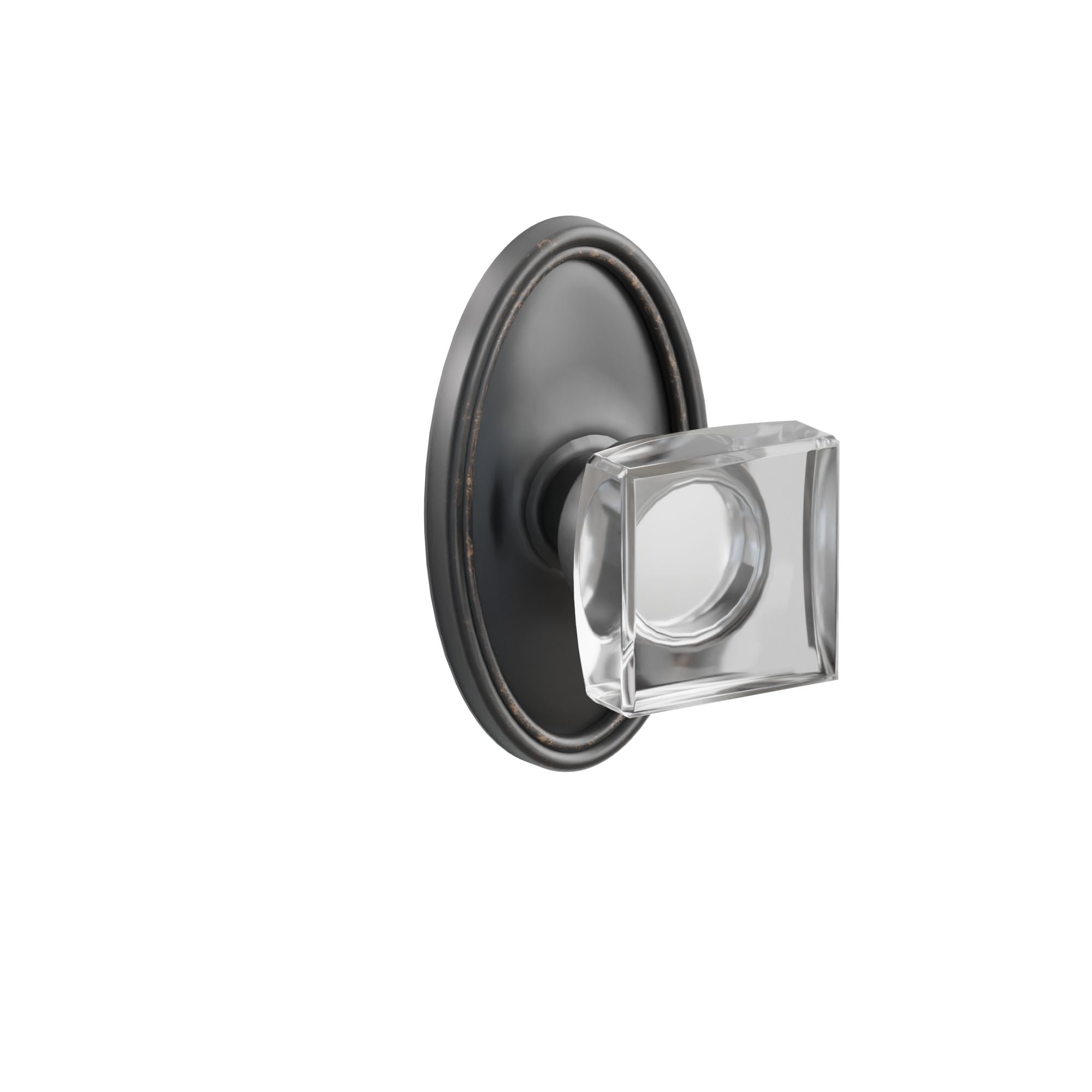 Emtek Modern Square Glass Knob Set with Oval Rosette