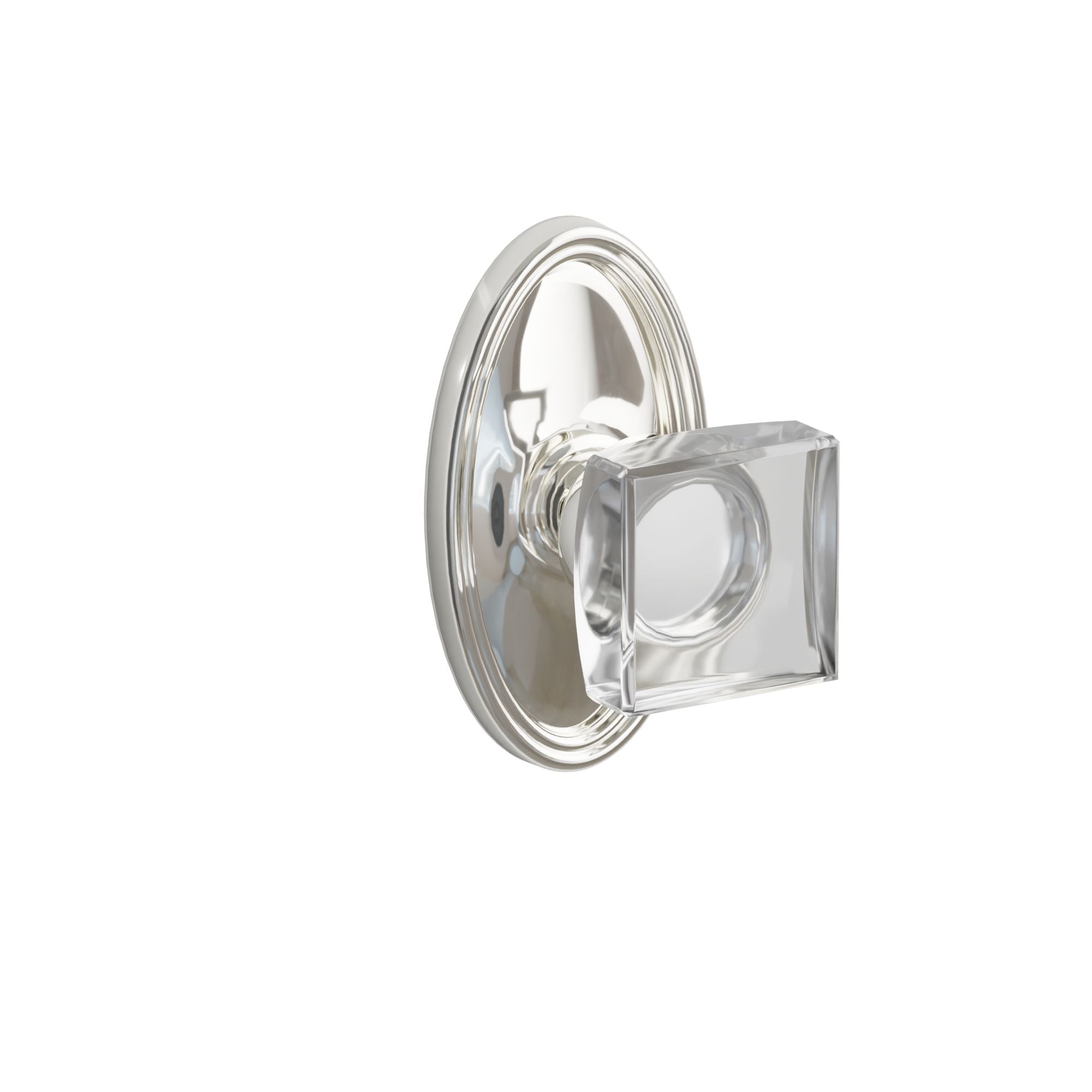 Emtek Concealed Fastener Modern Square Glass Knob Set With Oval Rosette