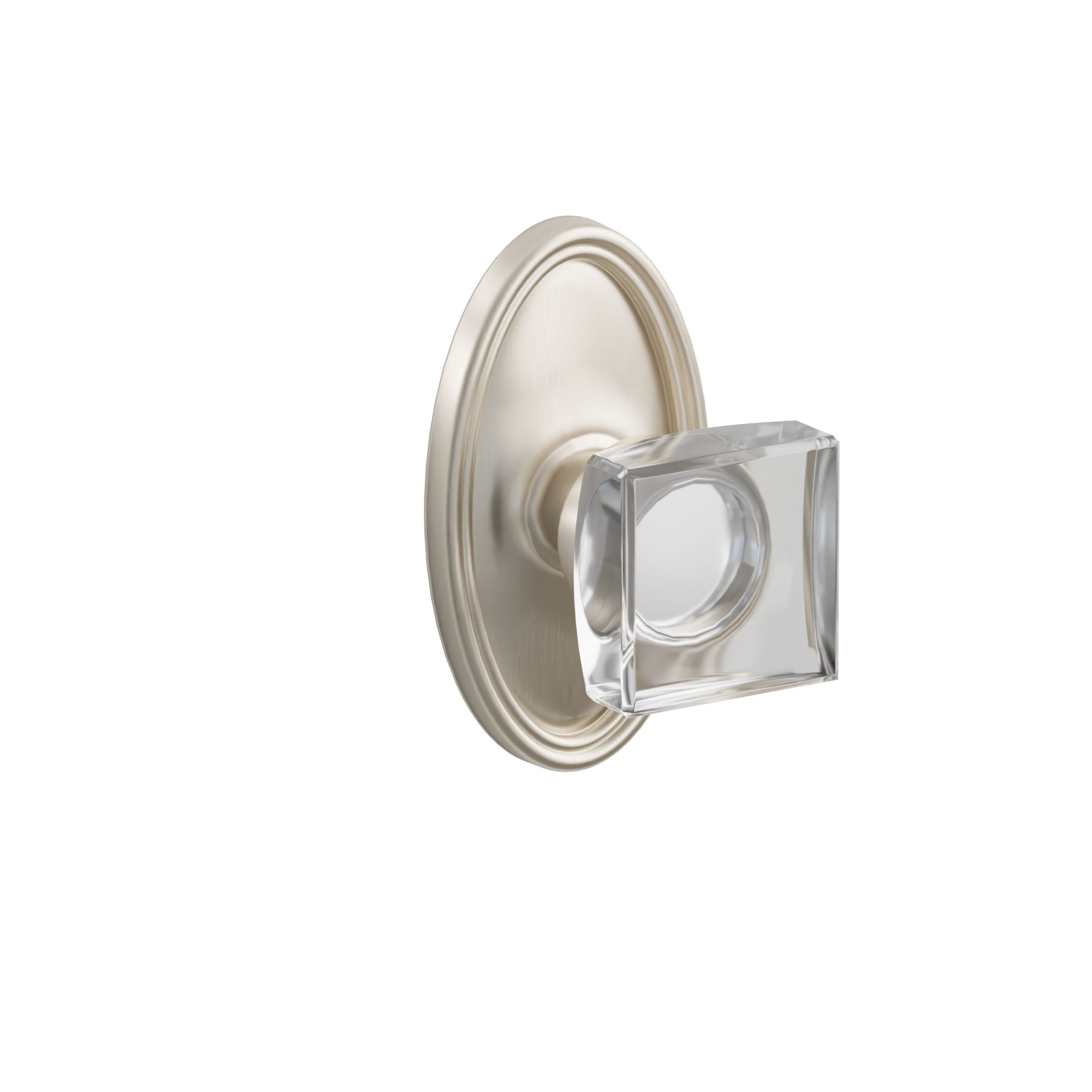 Emtek Concealed Fastener Modern Square Glass Knob Set With Oval Rosette