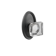 Emtek Concealed Fastener Modern Square Glass Knob Set With Oval Rosette
