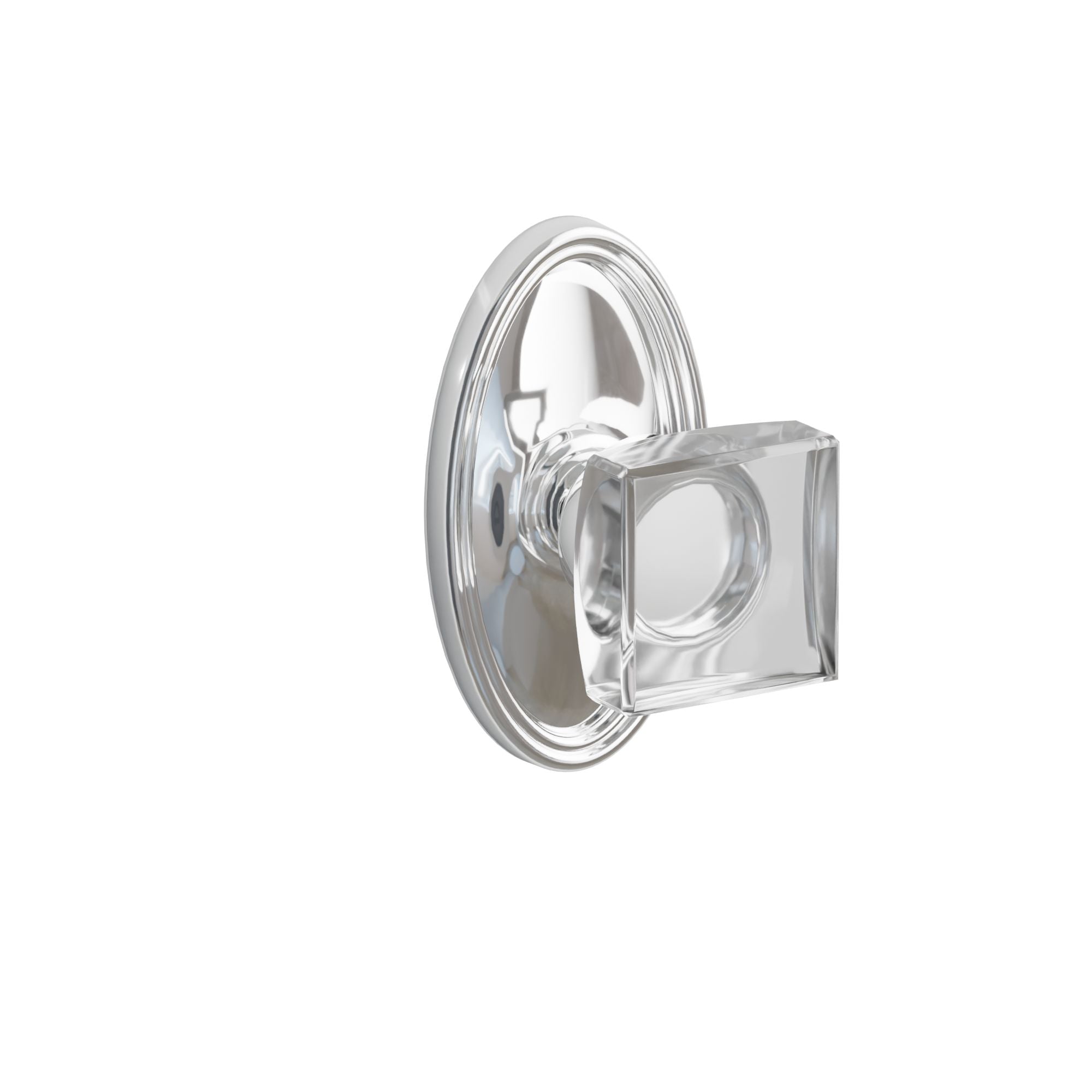 Emtek Modern Square Glass Knob Set with Oval Rosette