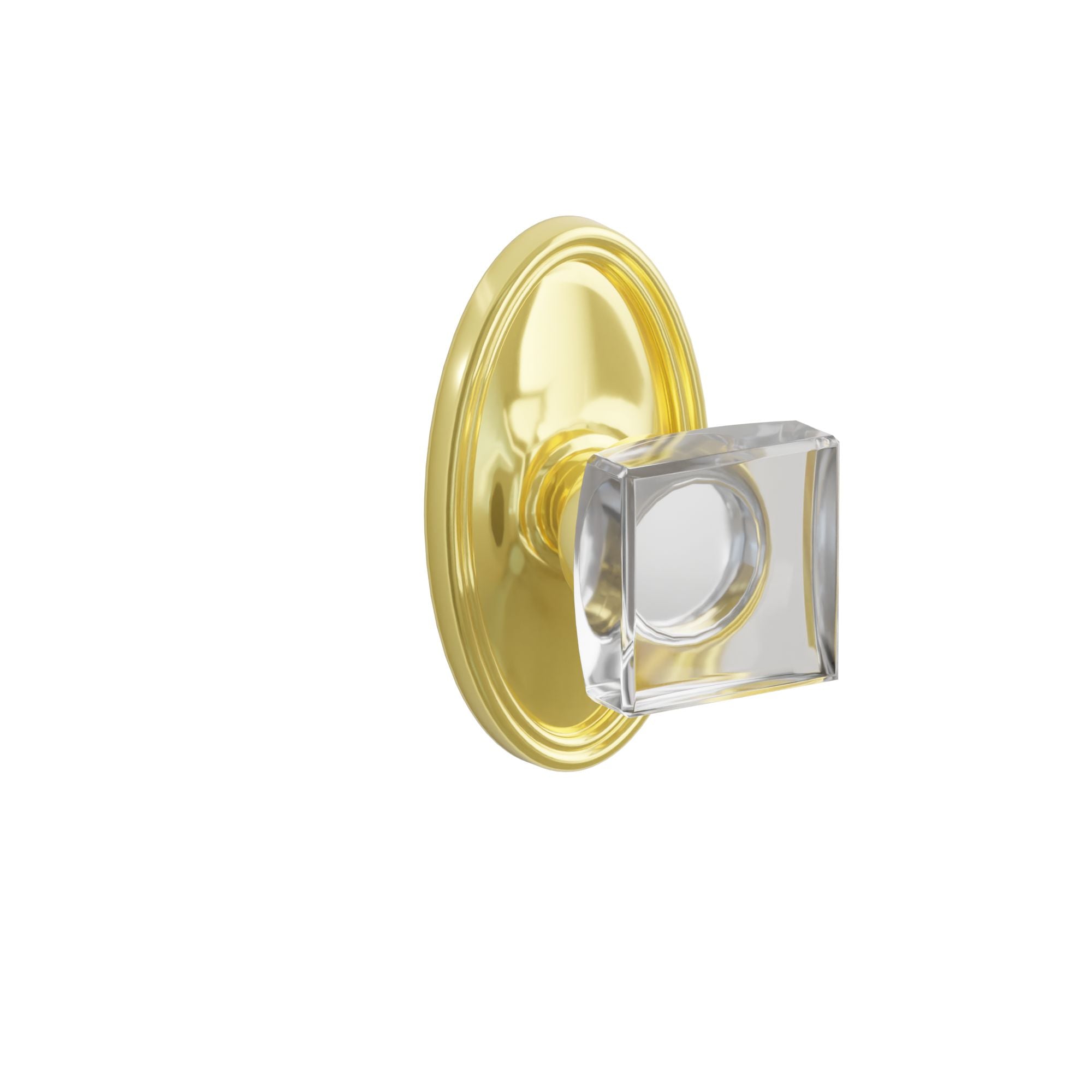 Emtek Modern Square Glass Knob Set with Oval Rosette