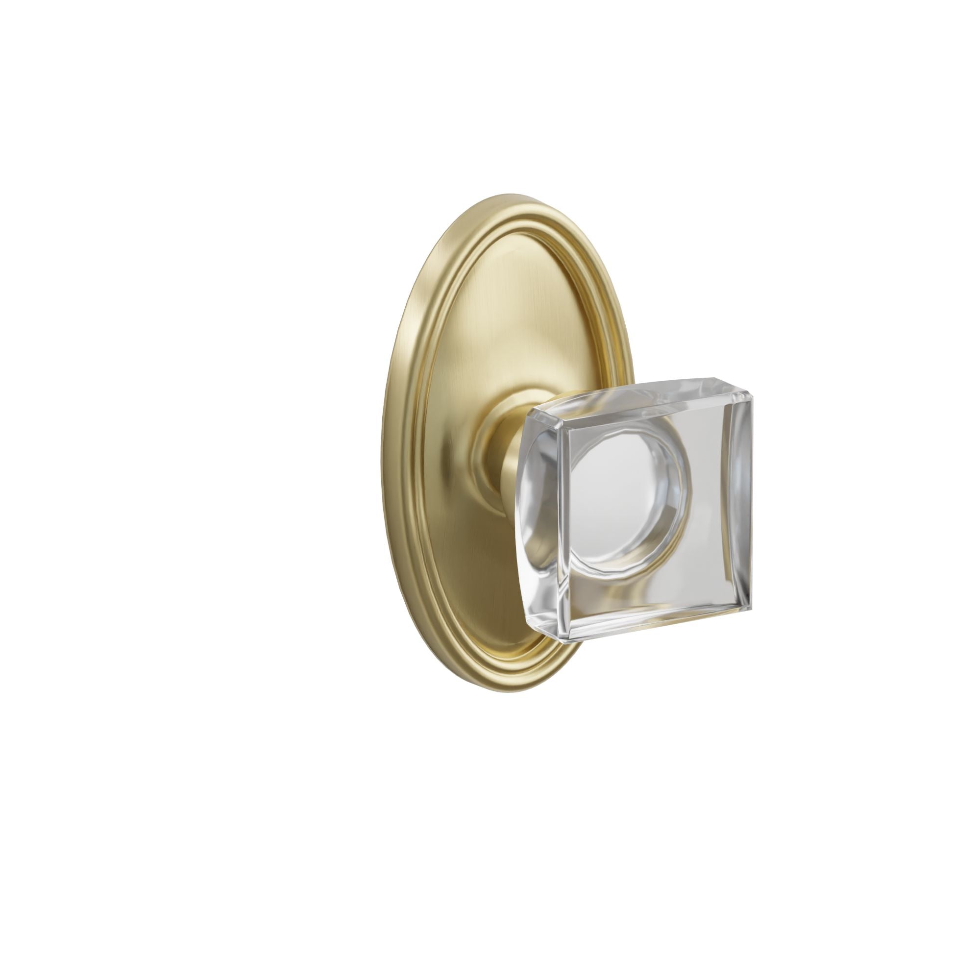 Emtek Concealed Fastener Modern Square Glass Knob Set With Oval Rosette