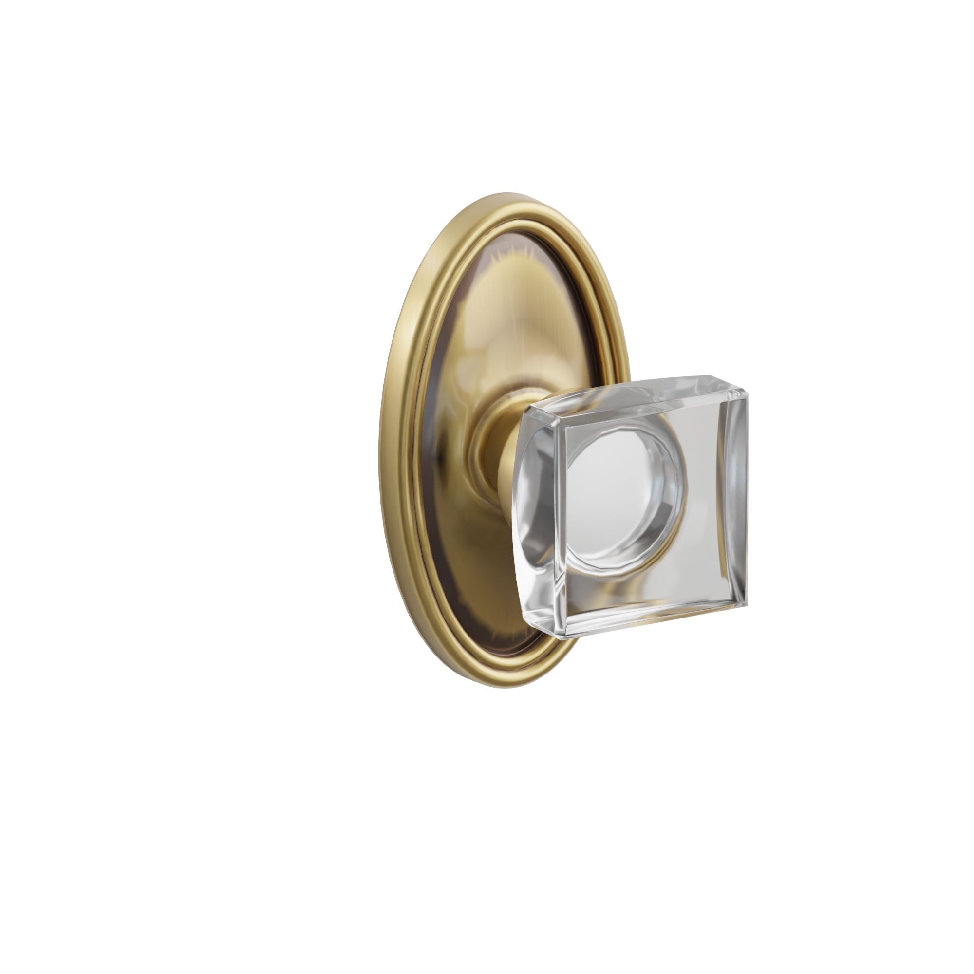 Emtek Modern Square Glass Knob Set with Oval Rosette