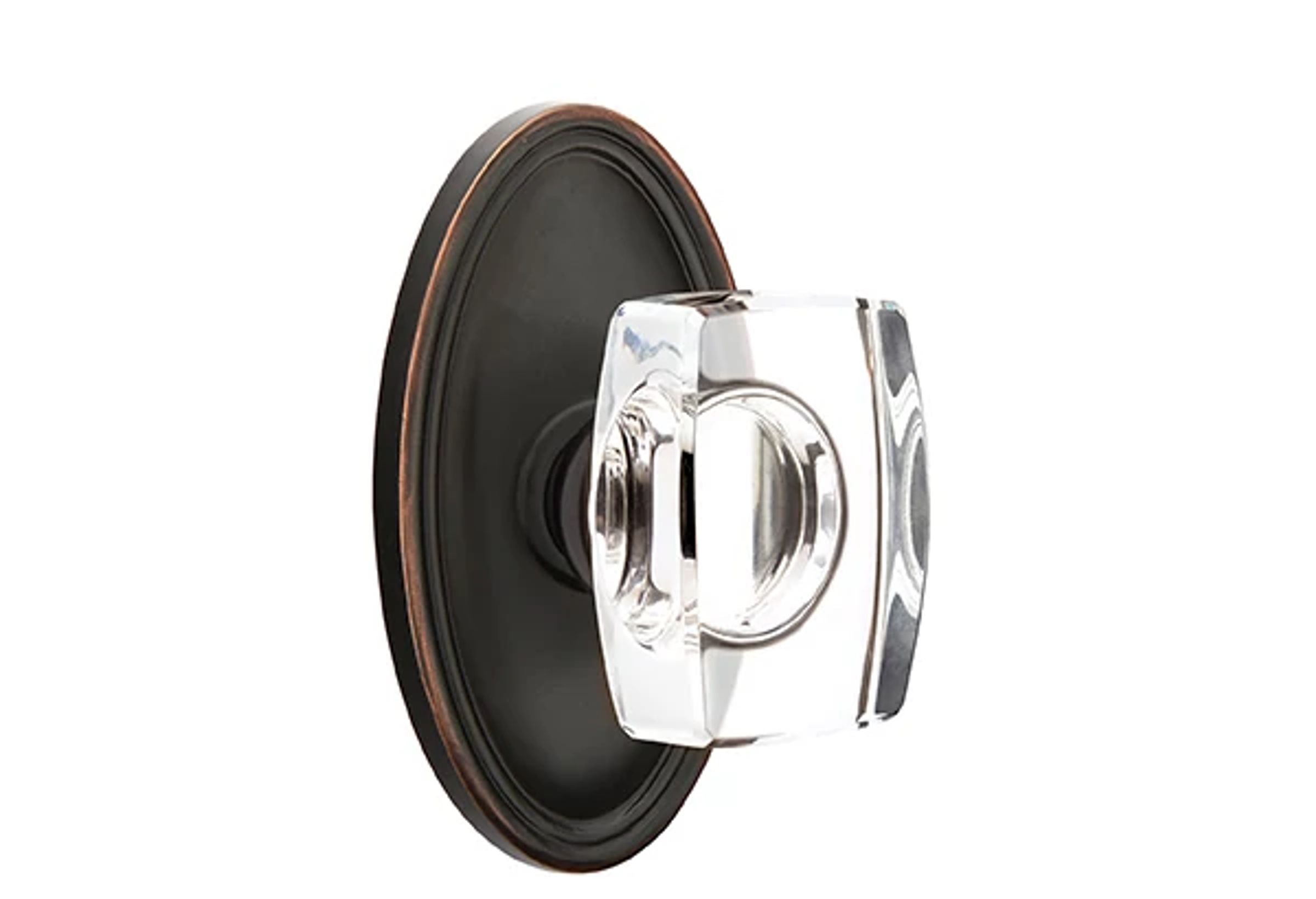 Emtek Concealed Fastener Windsor Glass Knob Set with Oval Roestte