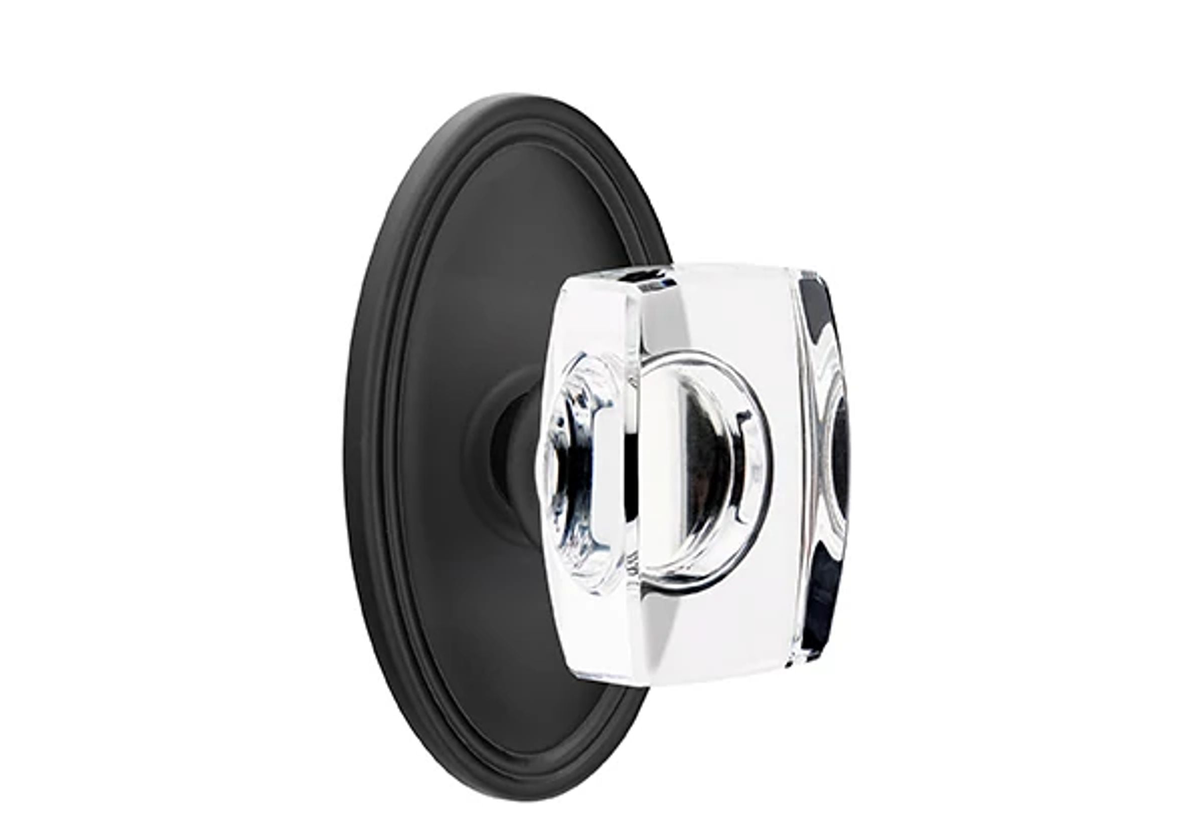 Emtek Concealed Fastener Windsor Glass Knob Set with Oval Roestte