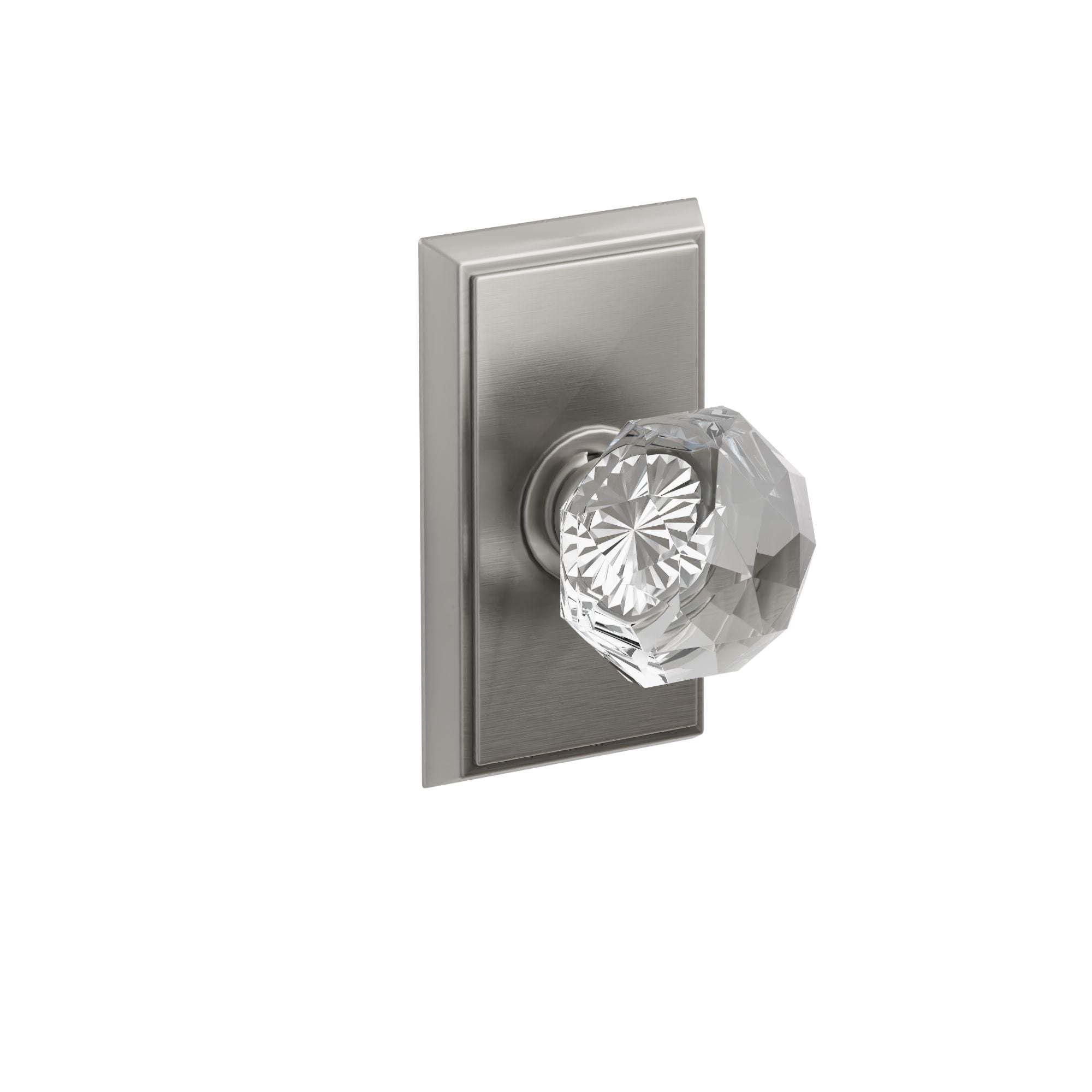 Emtek Concealed Fastener Diamond Glass Knob Set With Rectangular Rosette