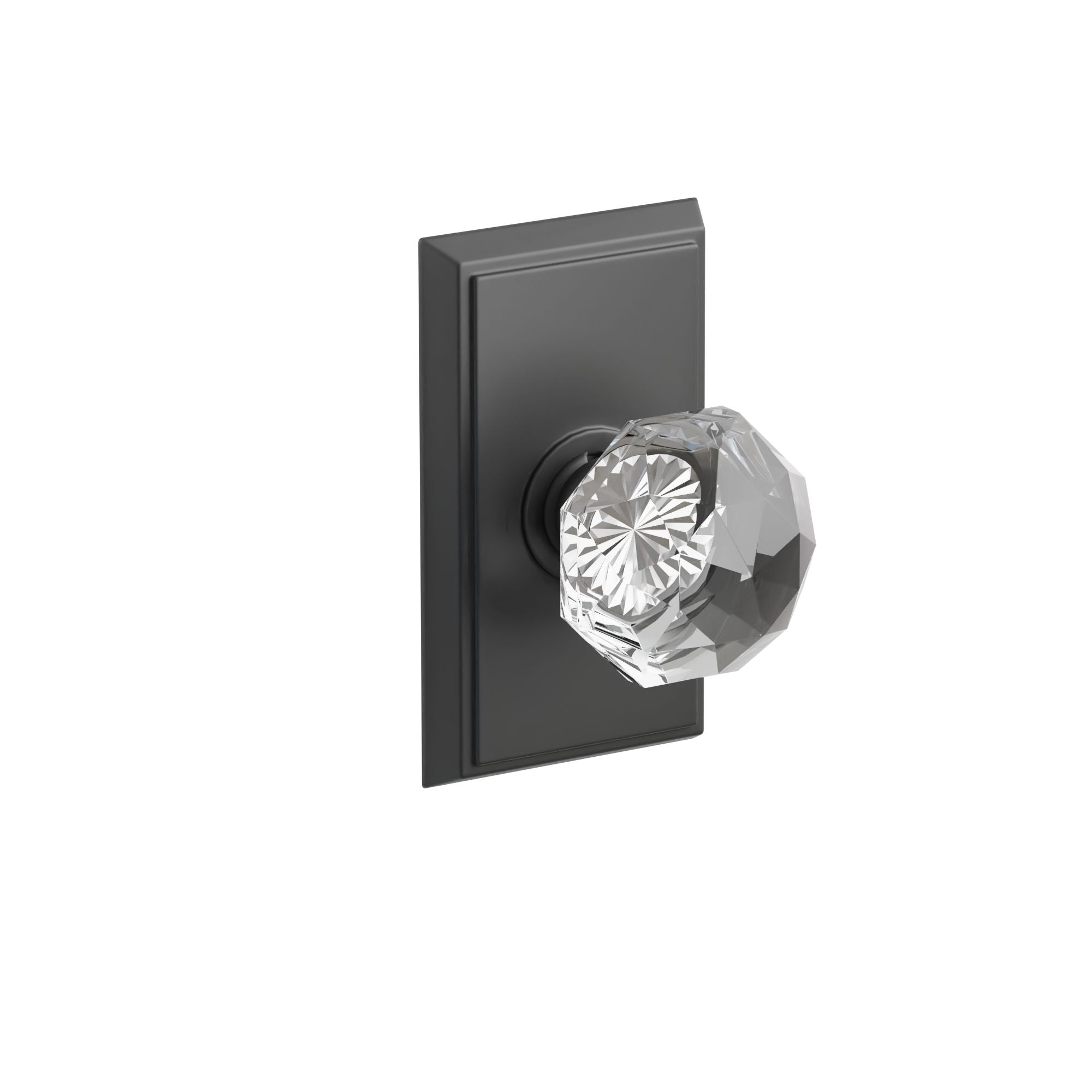 Emtek Concealed Fastener Diamond Glass Knob Set With Rectangular Rosette