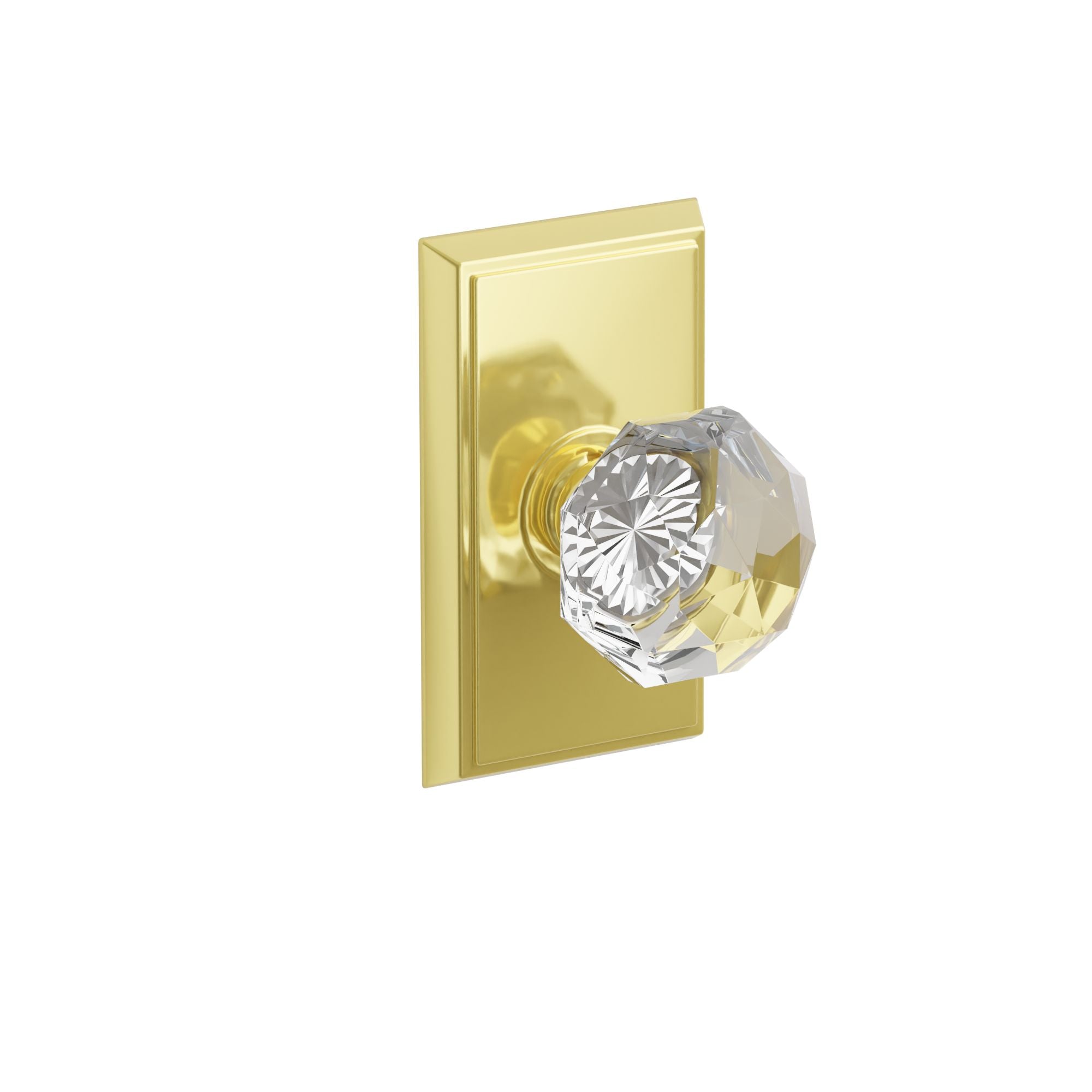 Emtek Diamond Glass Knob Set with Rectangular Rosette