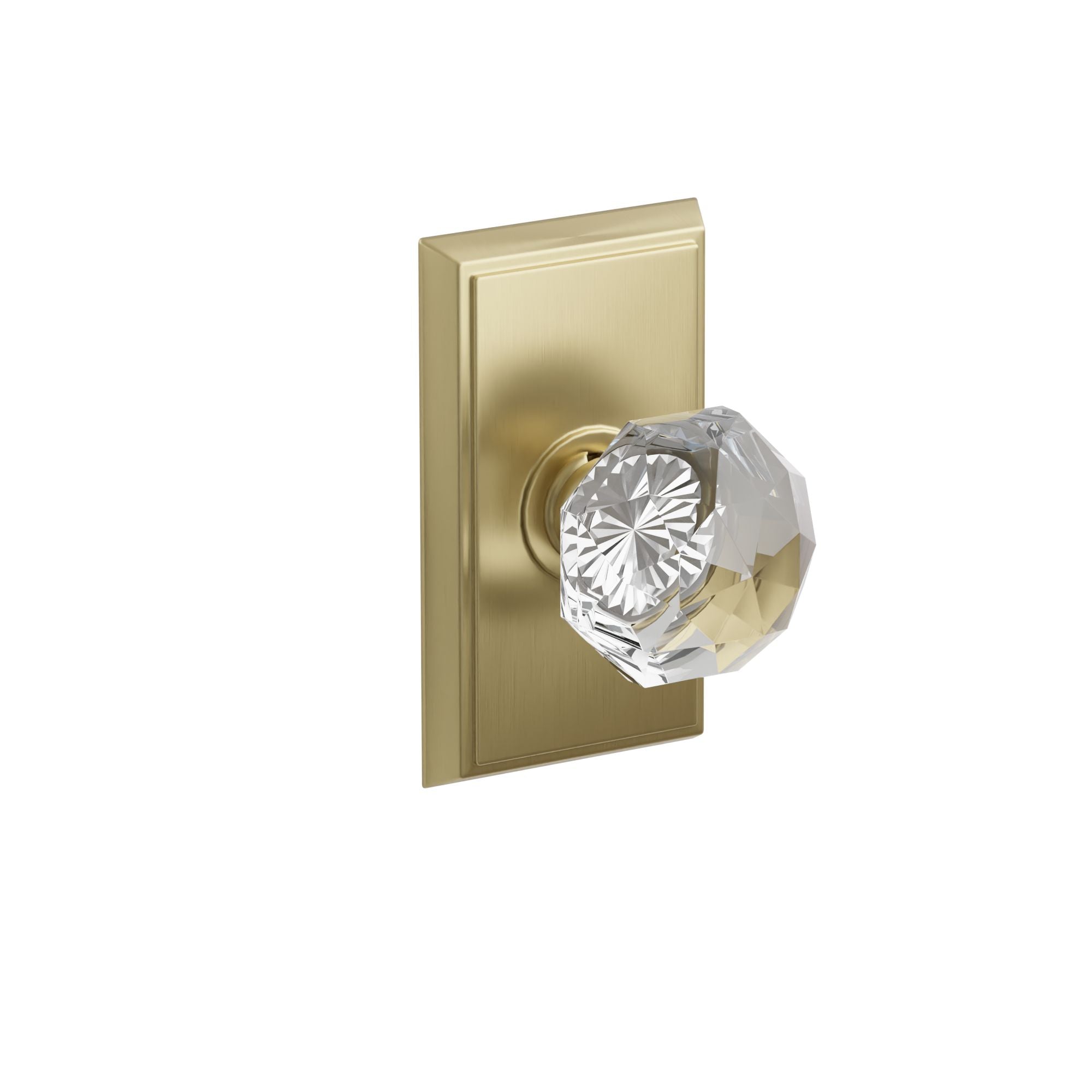 Emtek Diamond Glass Knob Set with Rectangular Rosette