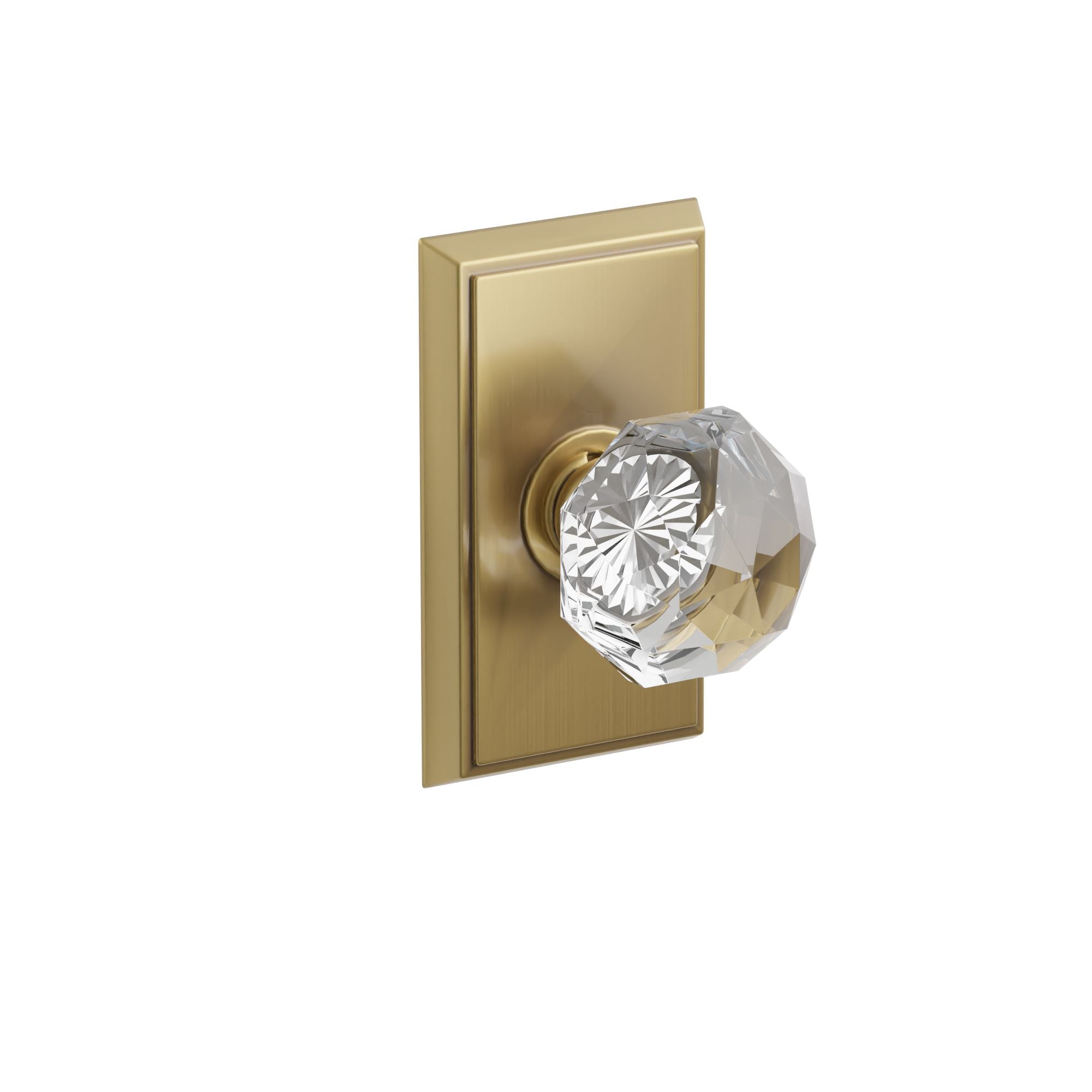 Emtek Concealed Fastener Diamond Glass Knob Set With Rectangular Rosette