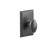 Emtek Hammered Egg Knob Set with Rectangular Rosette