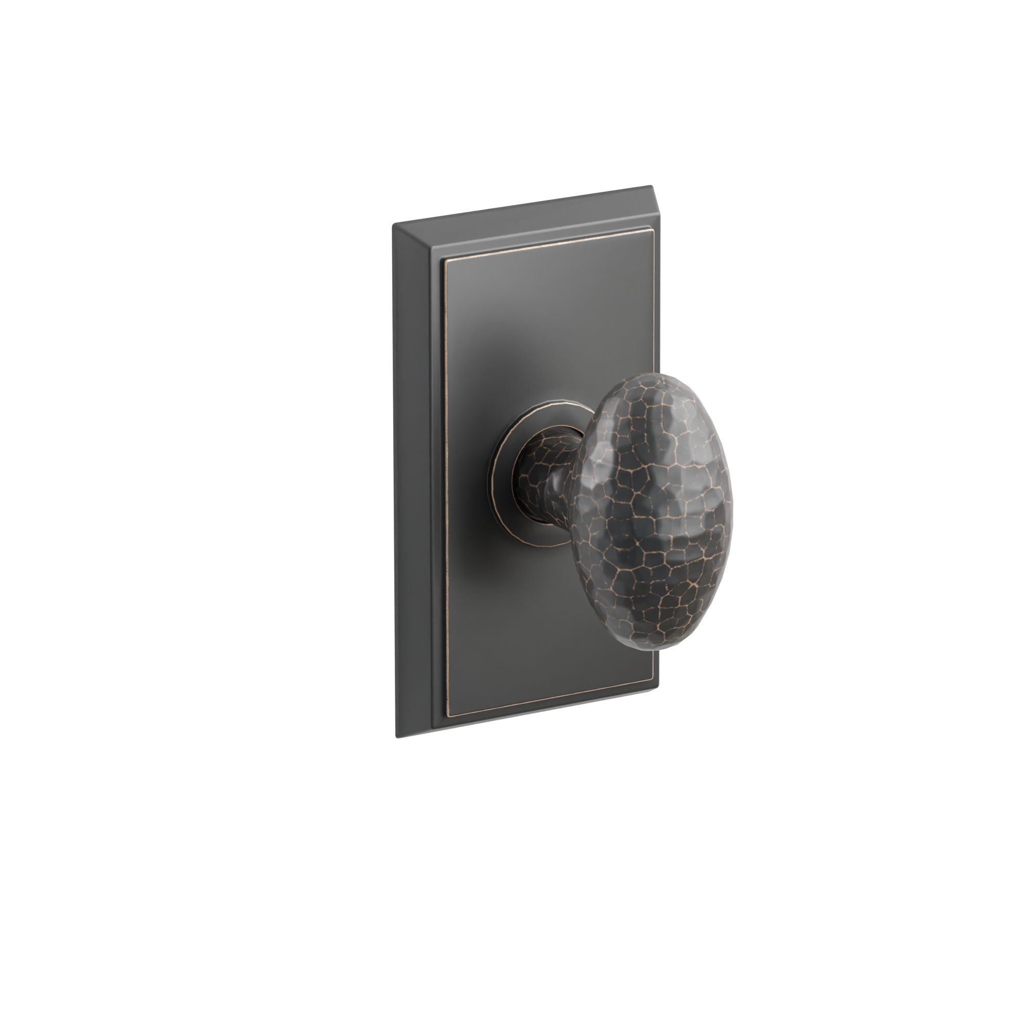 Emtek Concealed Fastener Hammered Egg Knob Set With Rectangular Rosette