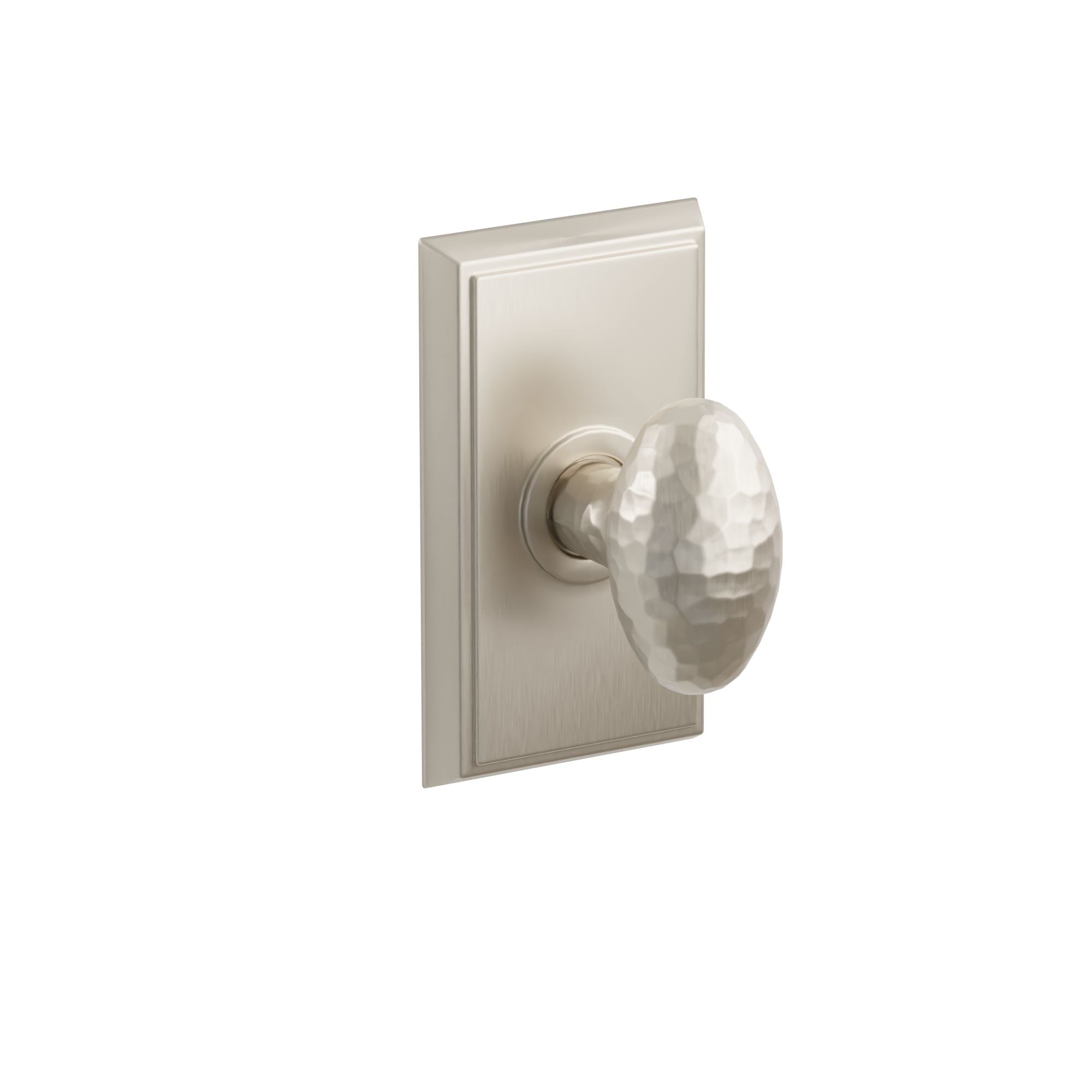 Emtek Hammered Egg Knob Set with Rectangular Rosette