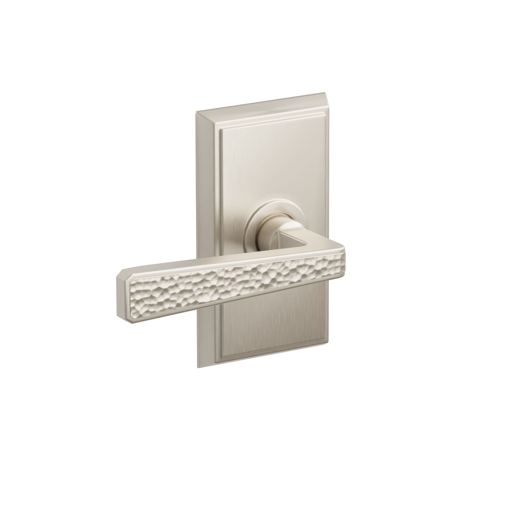 Emtek Concealed Fastener Hammered Lever Set With Rectangular Rosette