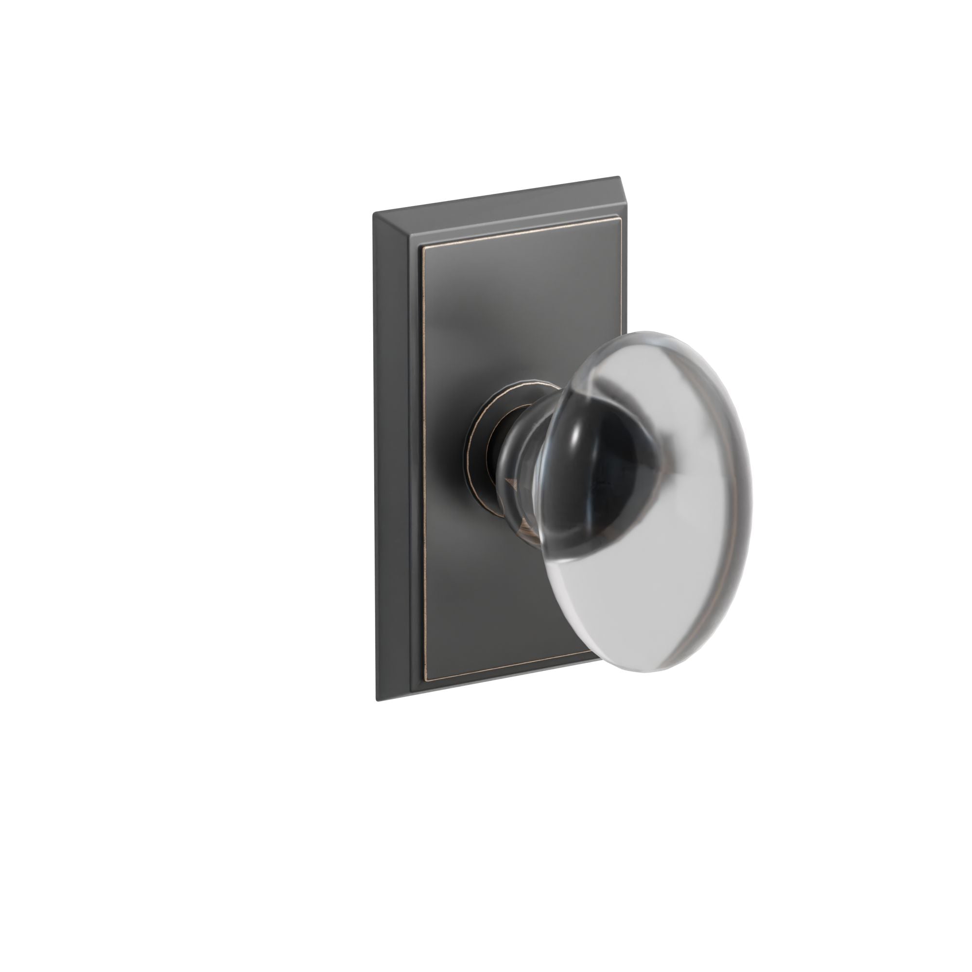 Emtek Concealed Fastener Hampton Glass Knob Set With Rectangular Rosette