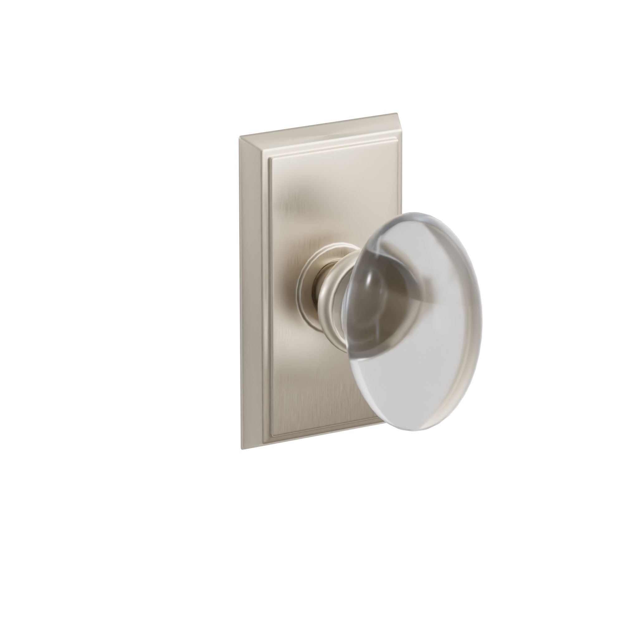 Emtek Concealed Fastener Hampton Glass Knob Set With Rectangular Rosette