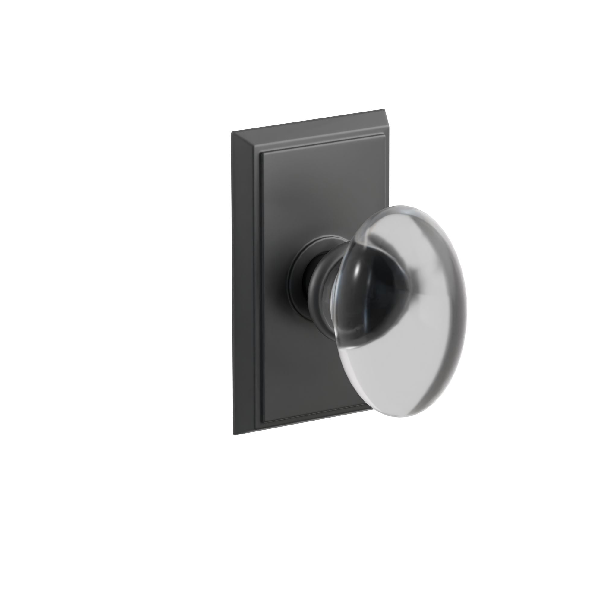 Emtek Concealed Fastener Hampton Glass Knob Set With Rectangular Rosette