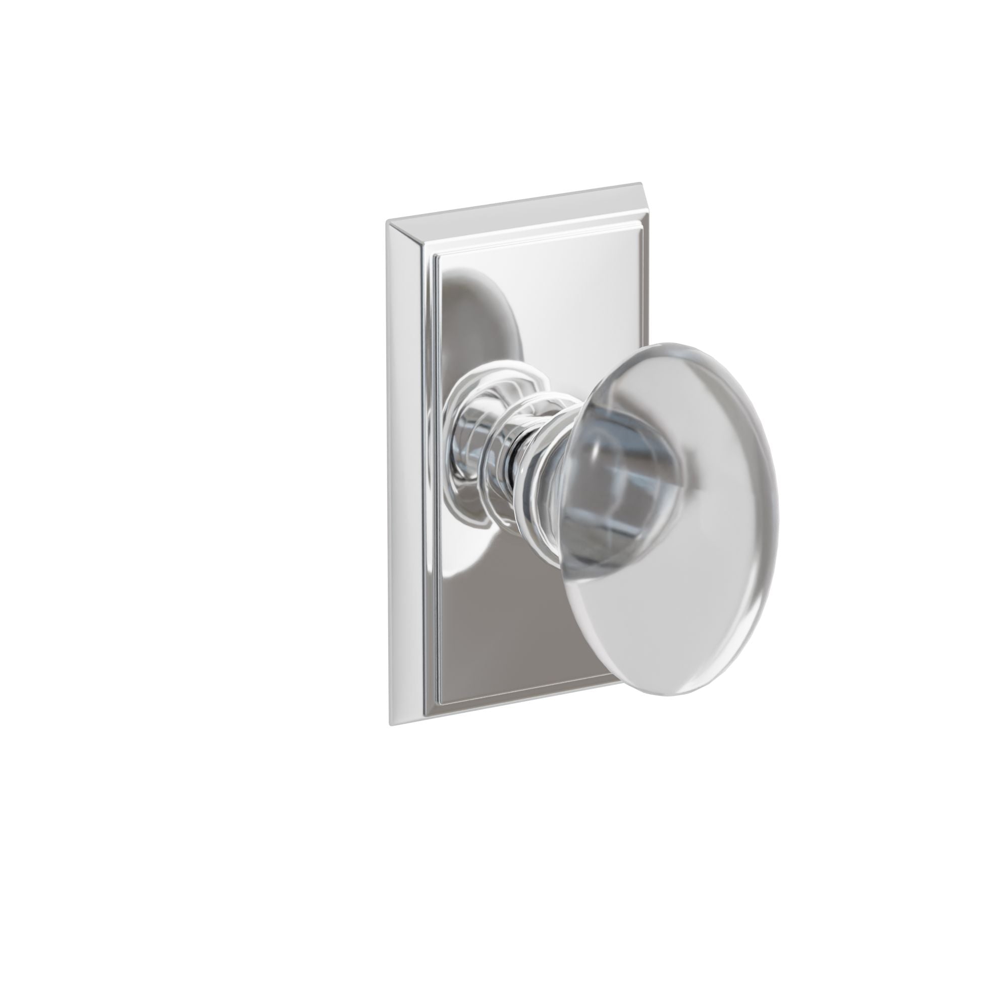 Emtek Concealed Fastener Hampton Glass Knob Set With Rectangular Rosette