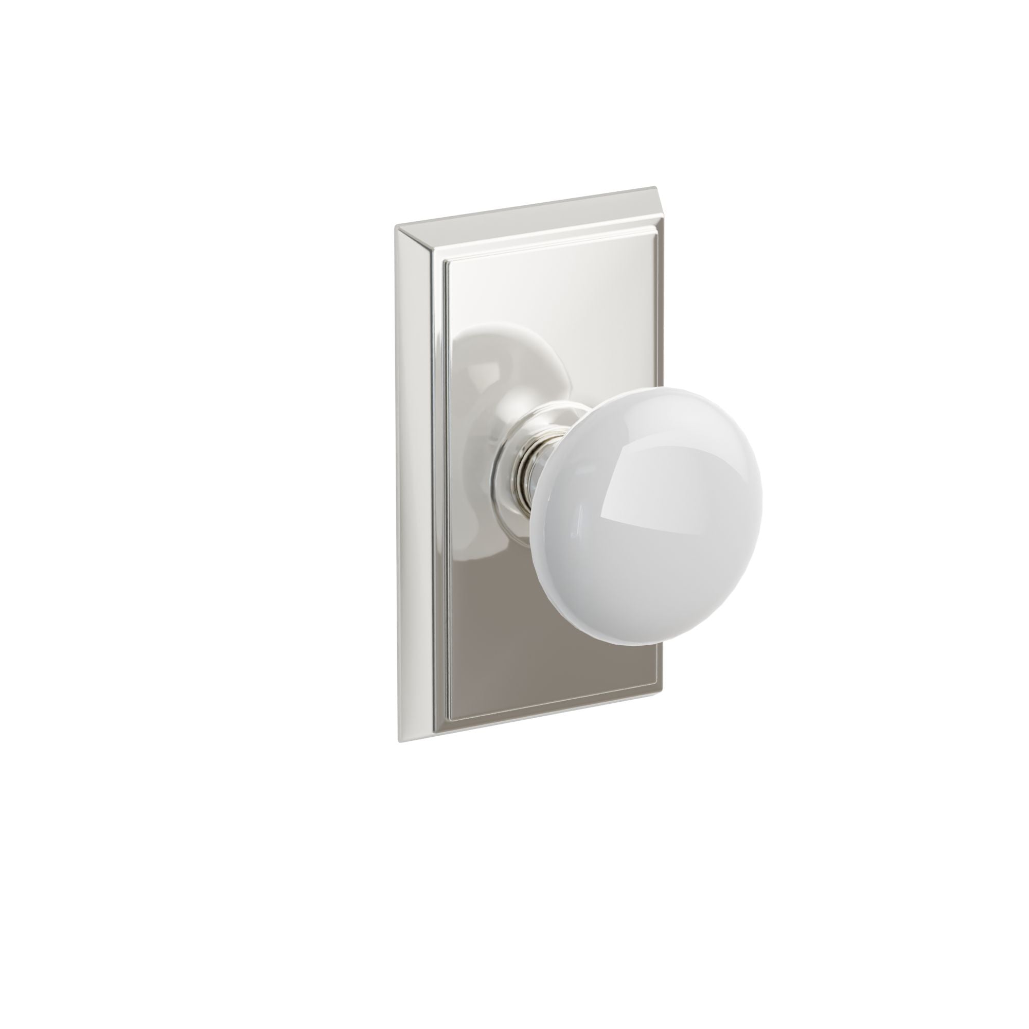 Emtek Ice White Porcelain Knob Set with Rectangular Rosette