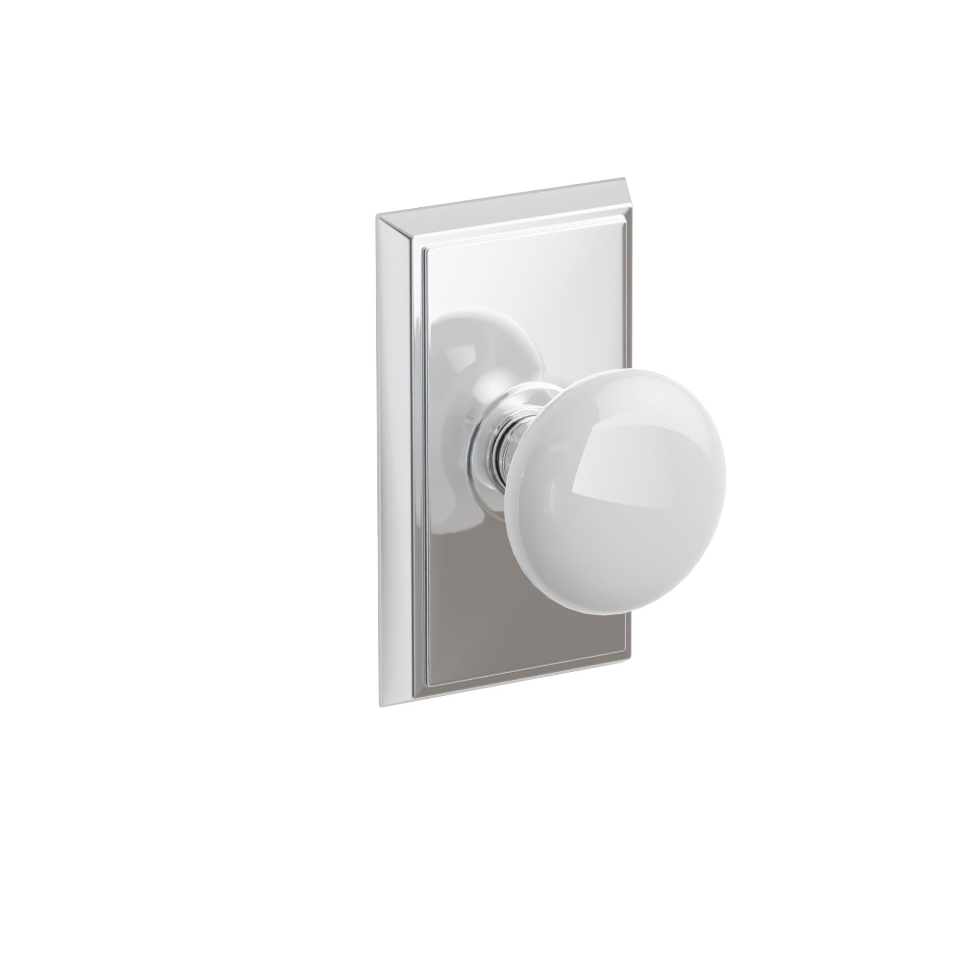 Emtek Concealed Fastener Ice White Porcelain Knob Set With Rectangular Rosette