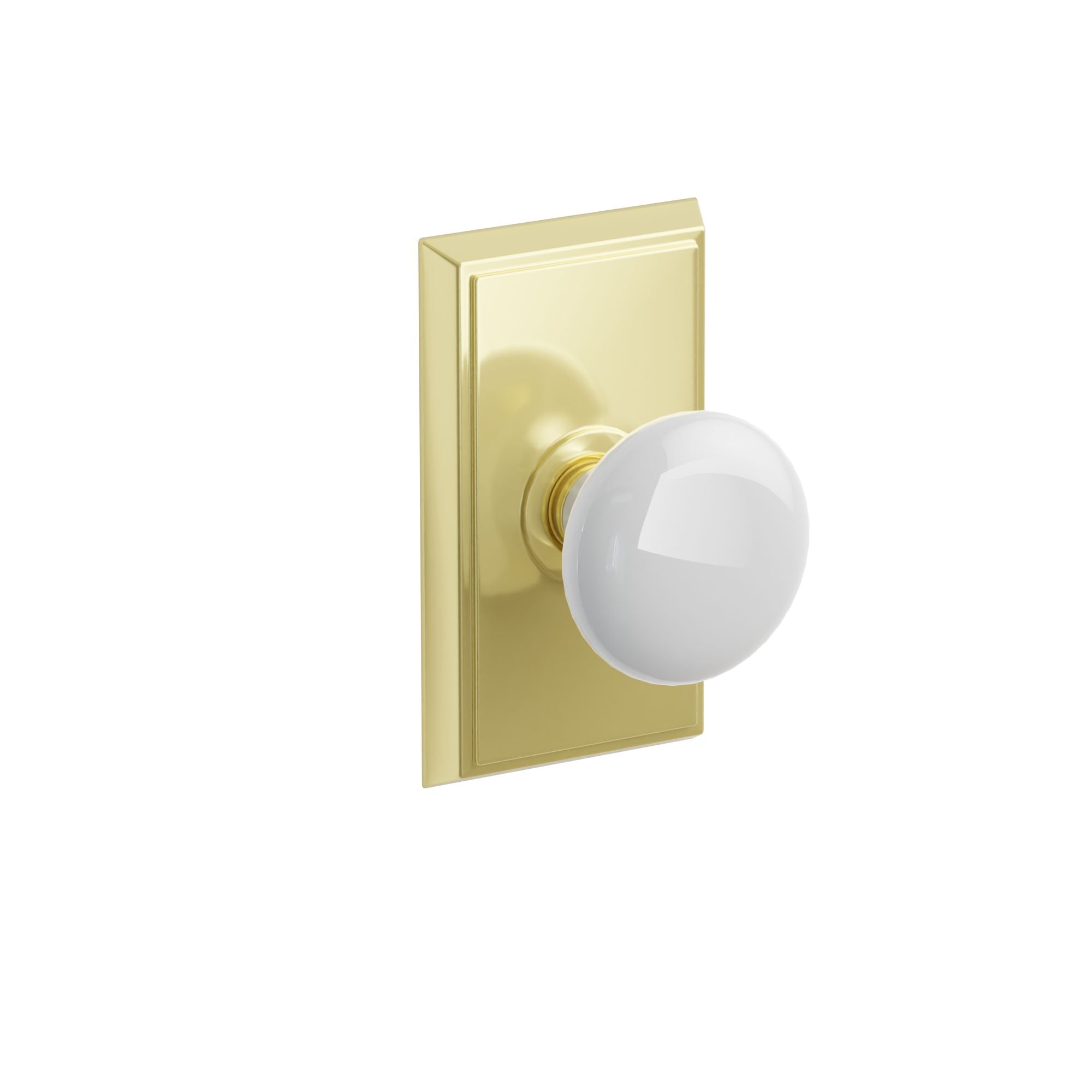 Emtek Concealed Fastener Ice White Porcelain Knob Set With Rectangular Rosette