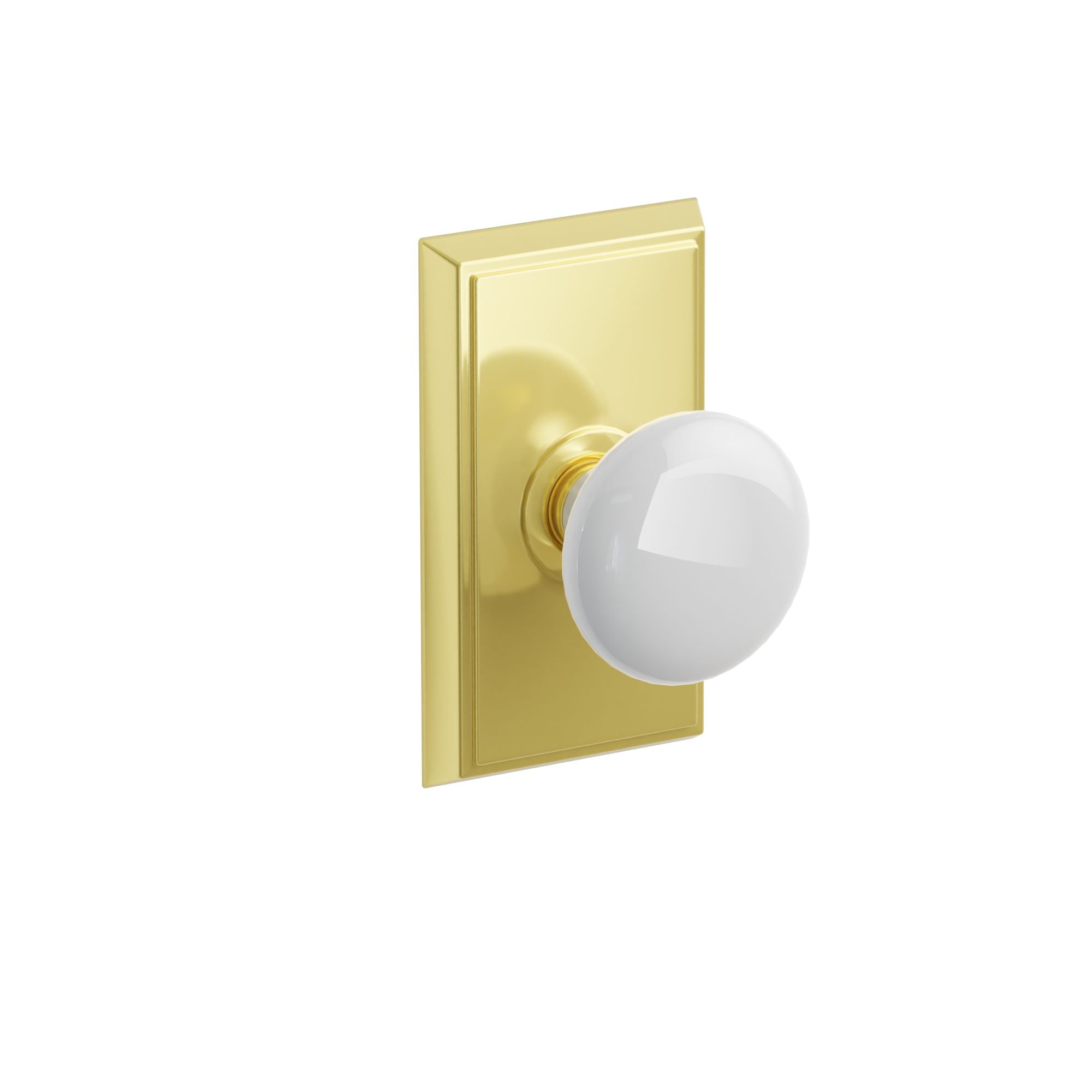 Emtek Ice White Porcelain Knob Set with Rectangular Rosette