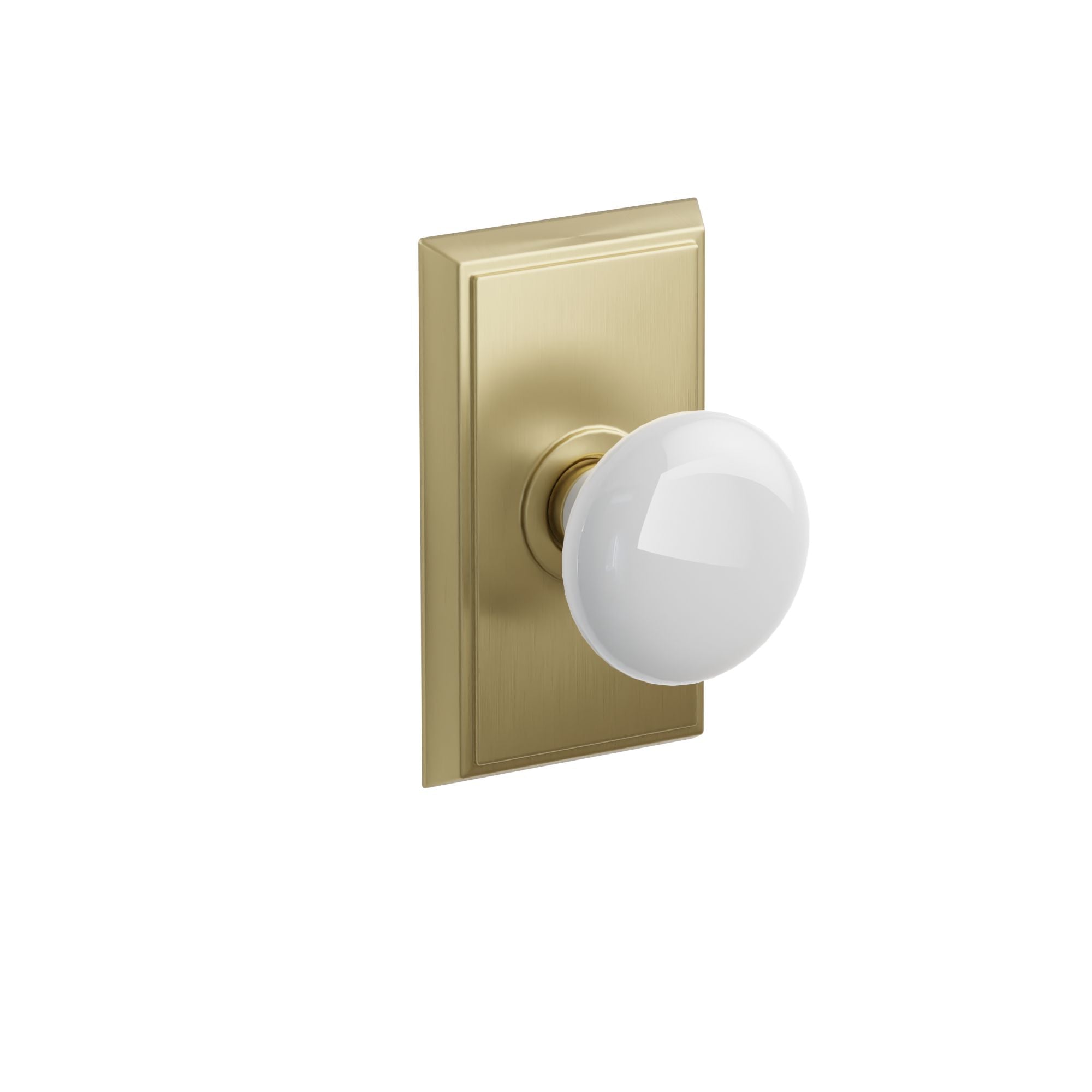 Emtek Concealed Fastener Ice White Porcelain Knob Set With Rectangular Rosette