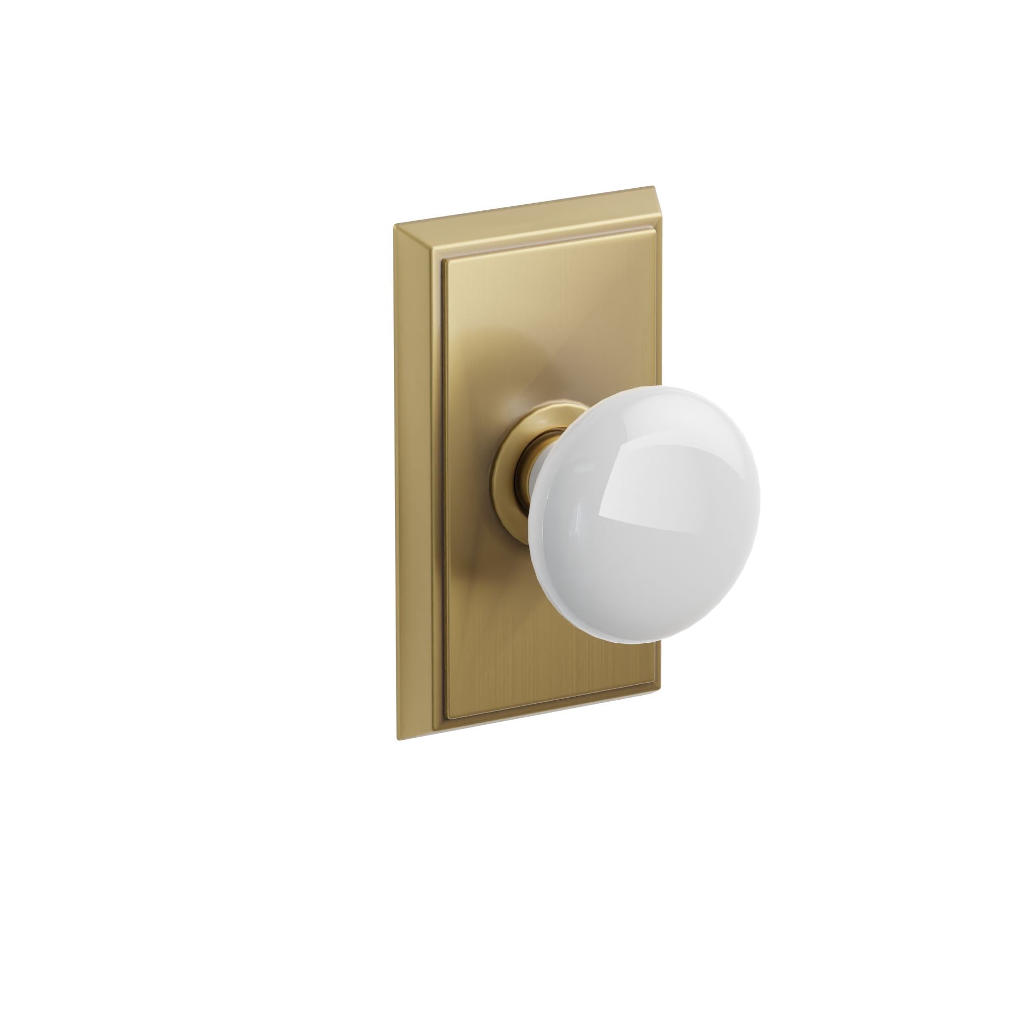 Emtek Concealed Fastener Ice White Porcelain Knob Set With Rectangular Rosette