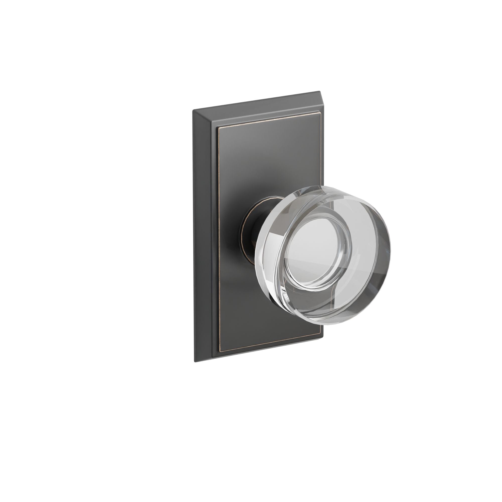 Emtek Modern Disc Glass Knob Set with Rectangular Rosette