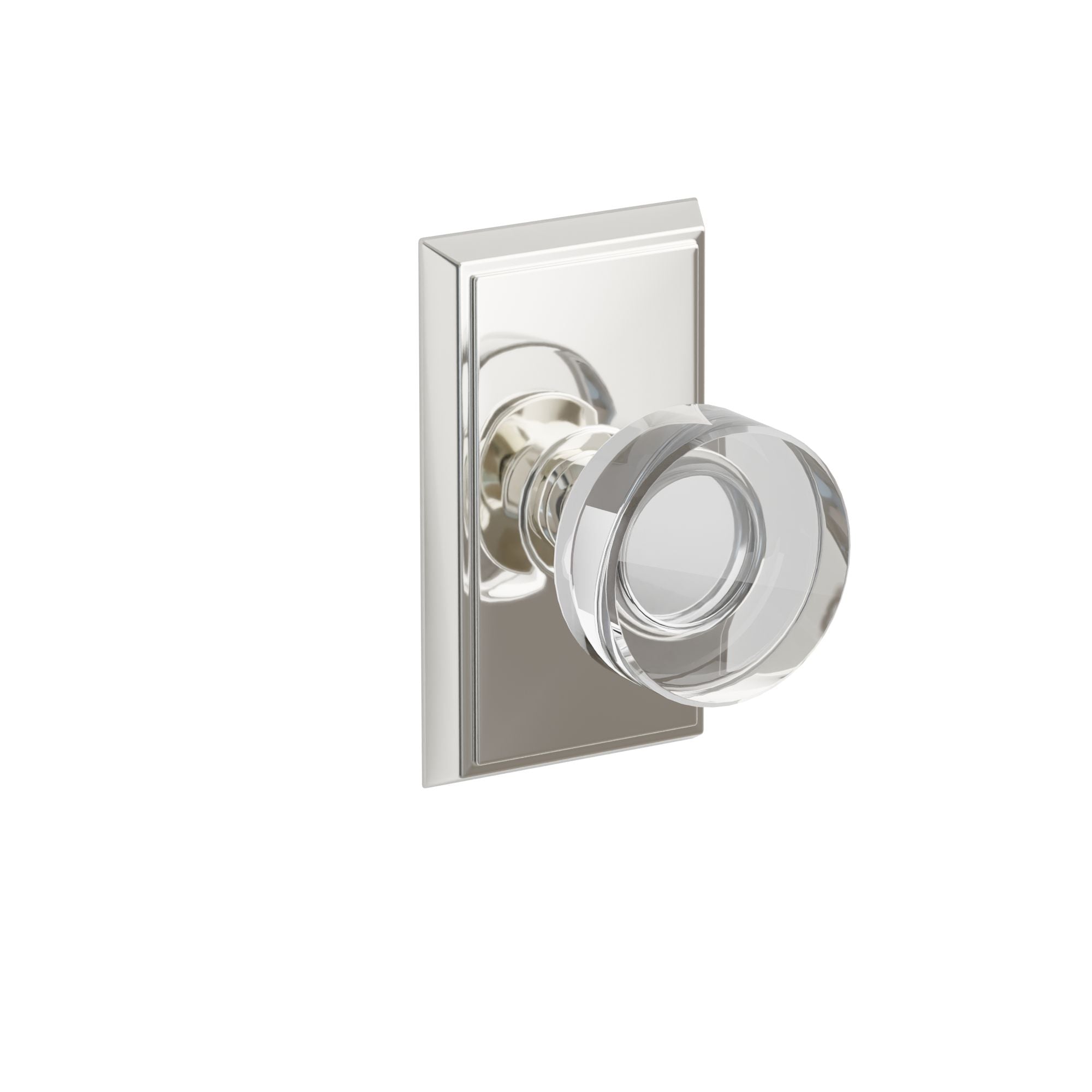 Emtek Concealed Fastener Modern Disc Glass Knob Set With Rectangular Rosette