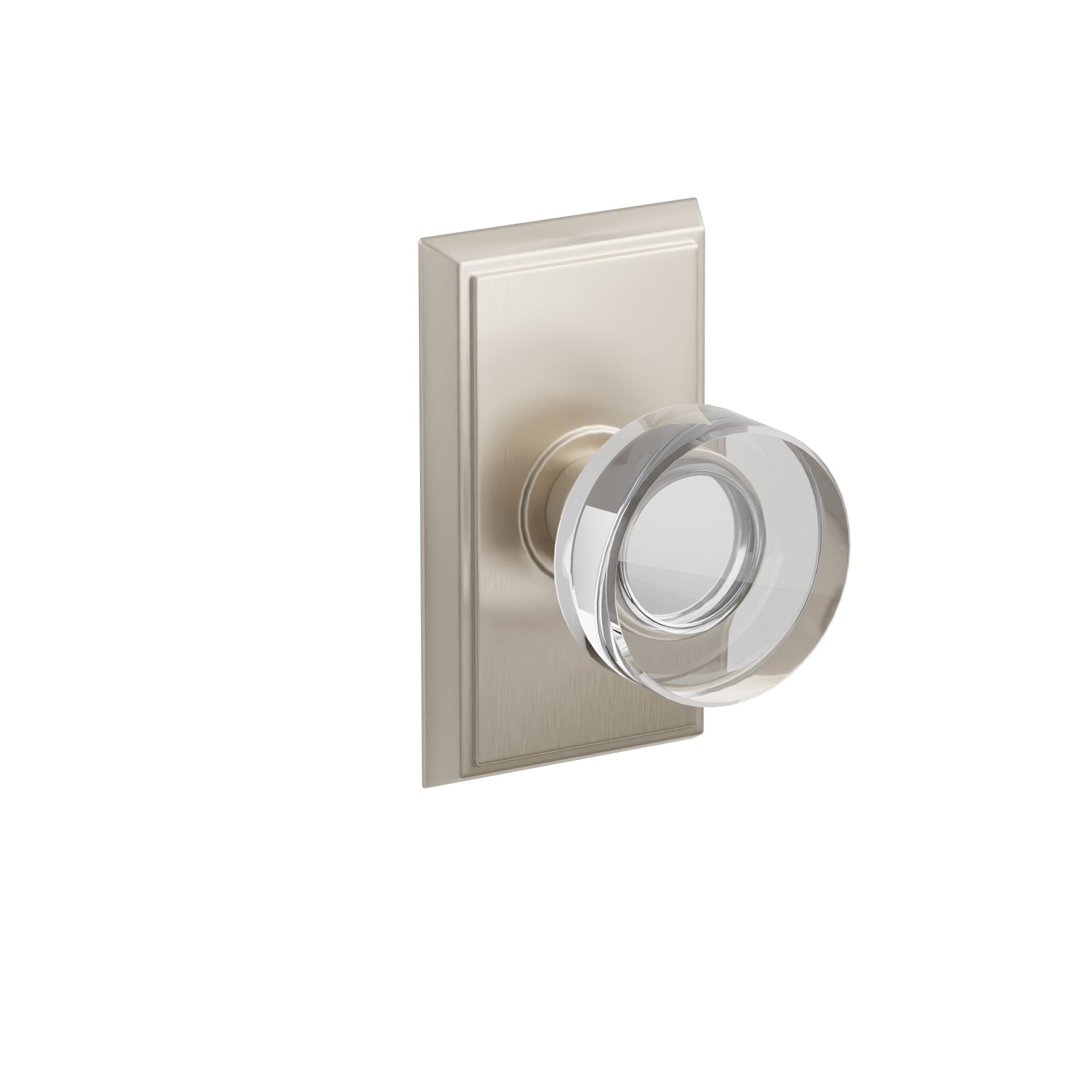 Emtek Modern Disc Glass Knob Set with Rectangular Rosette