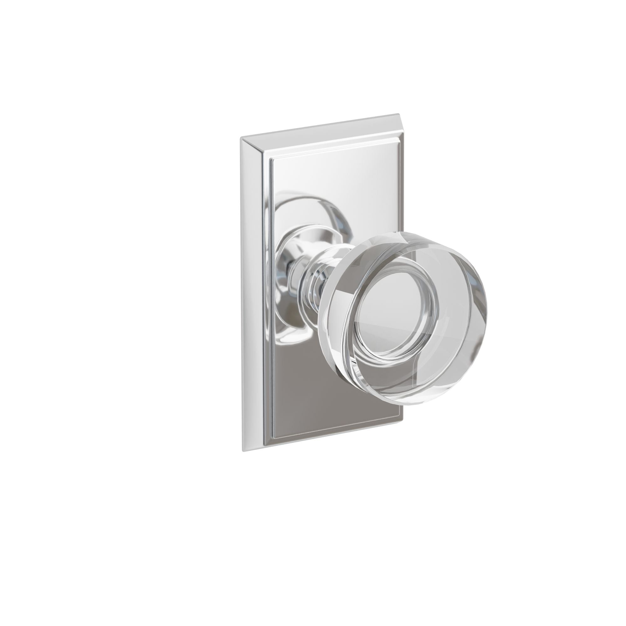 Emtek Concealed Fastener Modern Disc Glass Knob Set With Rectangular Rosette