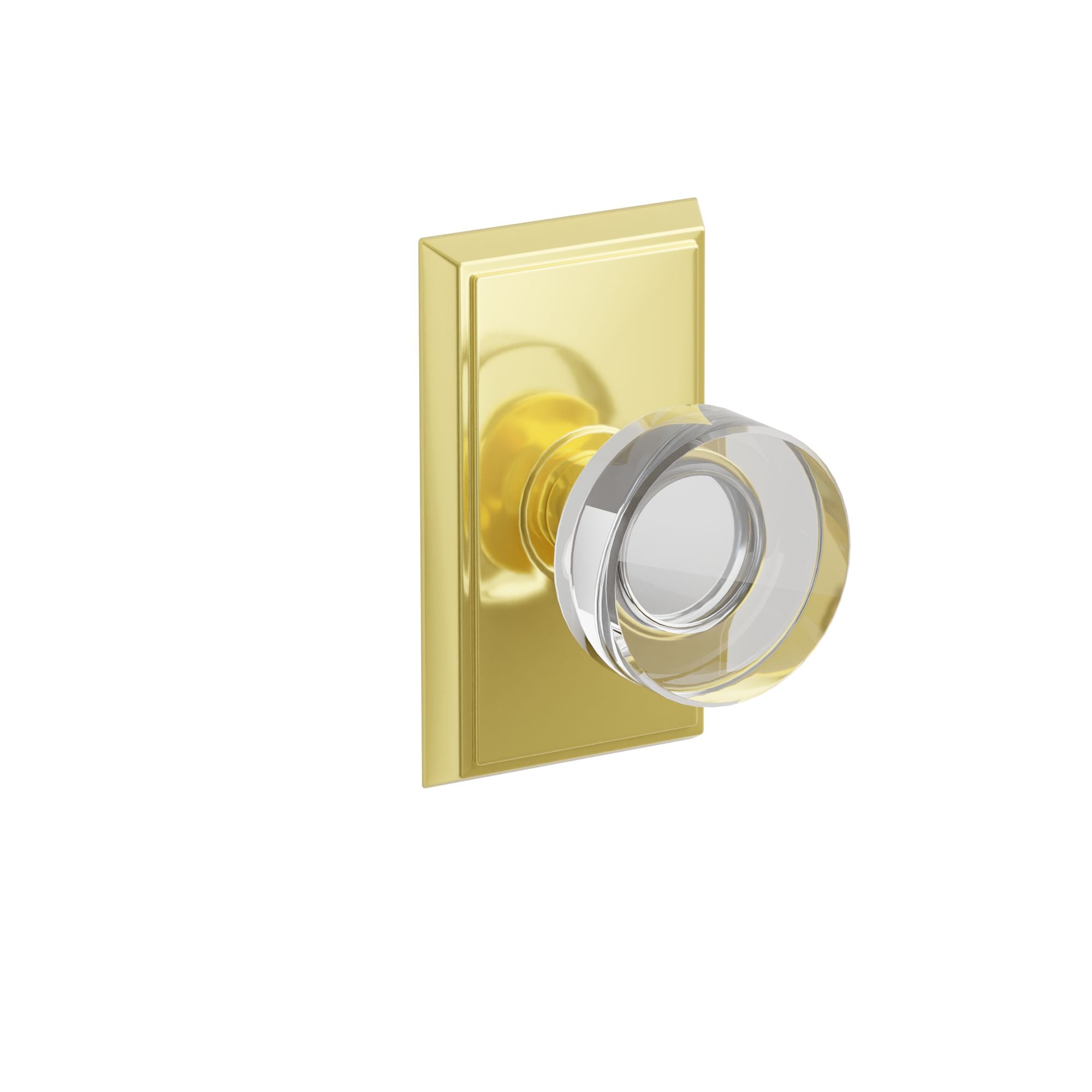 Emtek Concealed Fastener Modern Disc Glass Knob Set With Rectangular Rosette