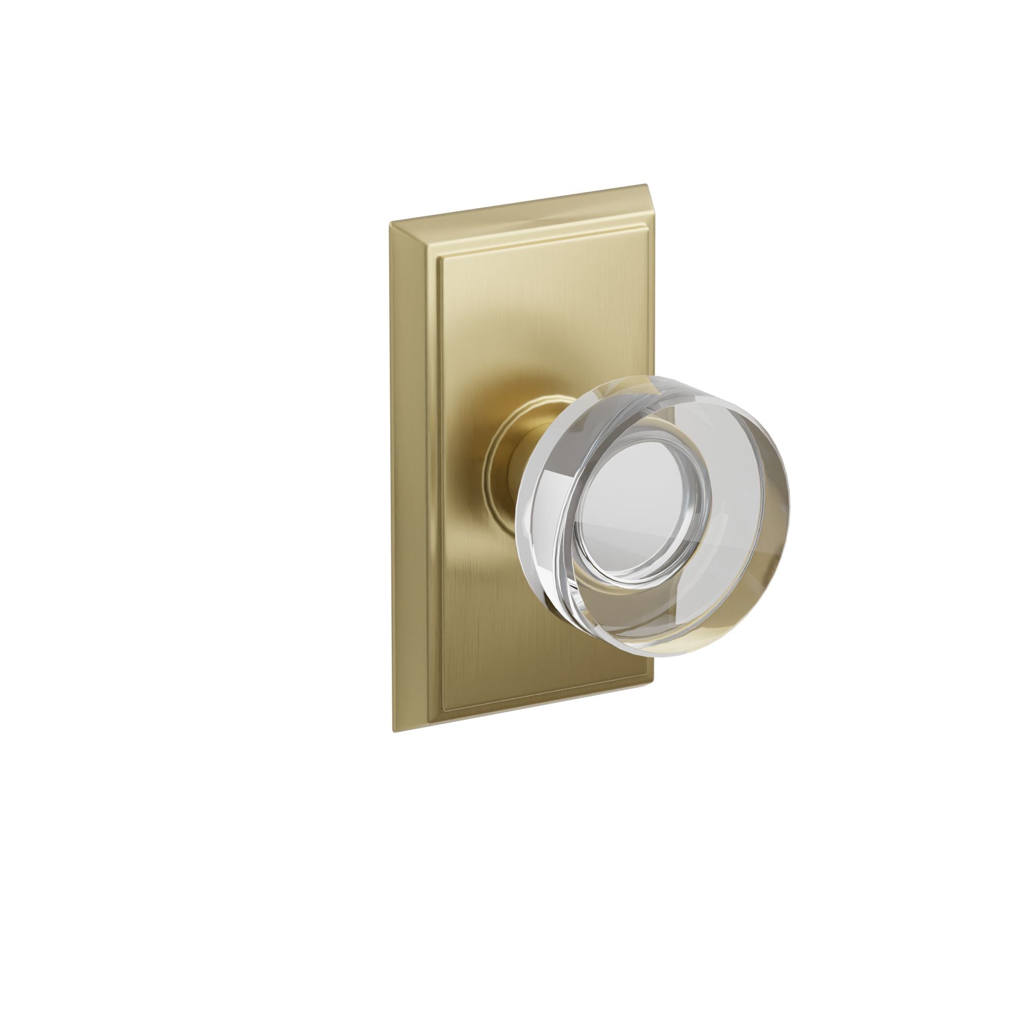 Emtek Concealed Fastener Modern Disc Glass Knob Set With Rectangular Rosette