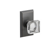 Emtek Modern Square Glass Knob Set with Rectangular Rosette