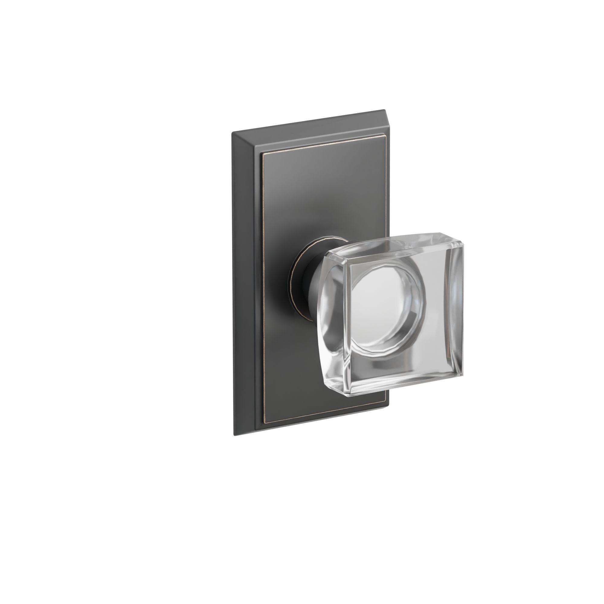 Emtek Concealed Fastener Modern Square Glass Knob Set With Rectangular Rosette