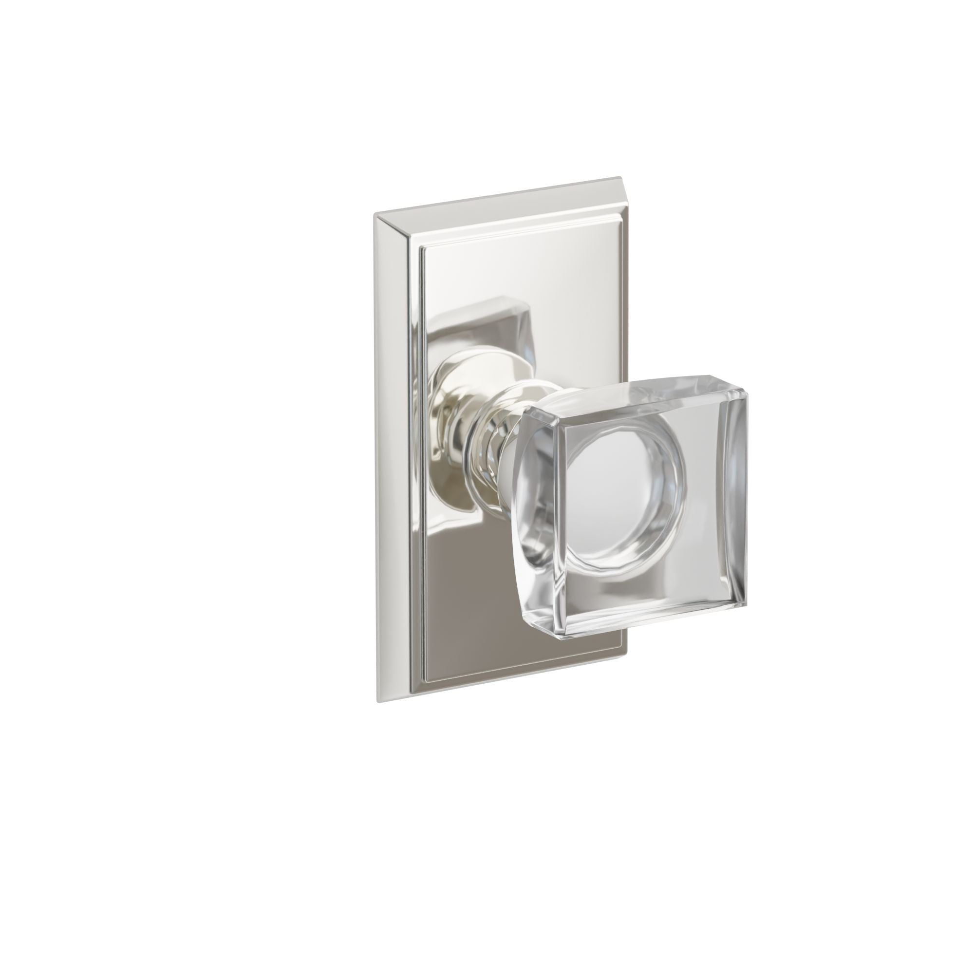 Emtek Concealed Fastener Modern Square Glass Knob Set With Rectangular Rosette