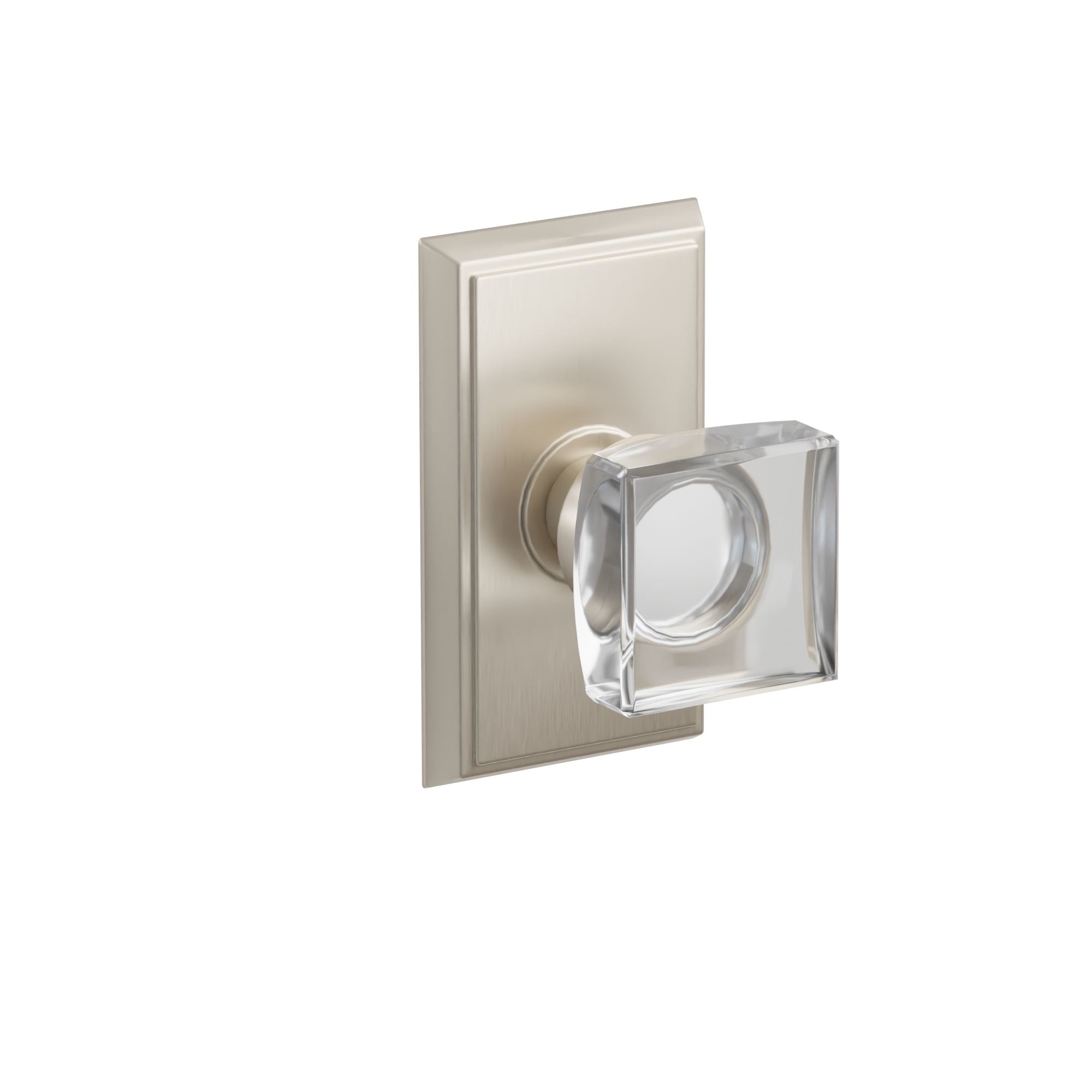 Emtek Concealed Fastener Modern Square Glass Knob Set With Rectangular Rosette