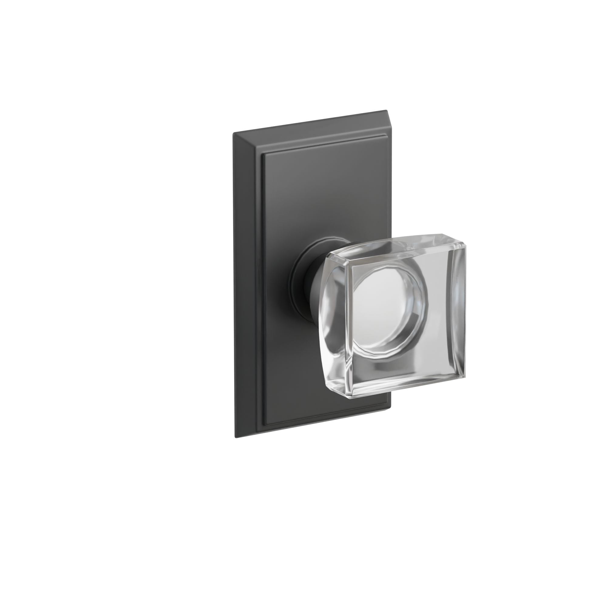 Emtek Modern Square Glass Knob Set with Rectangular Rosette